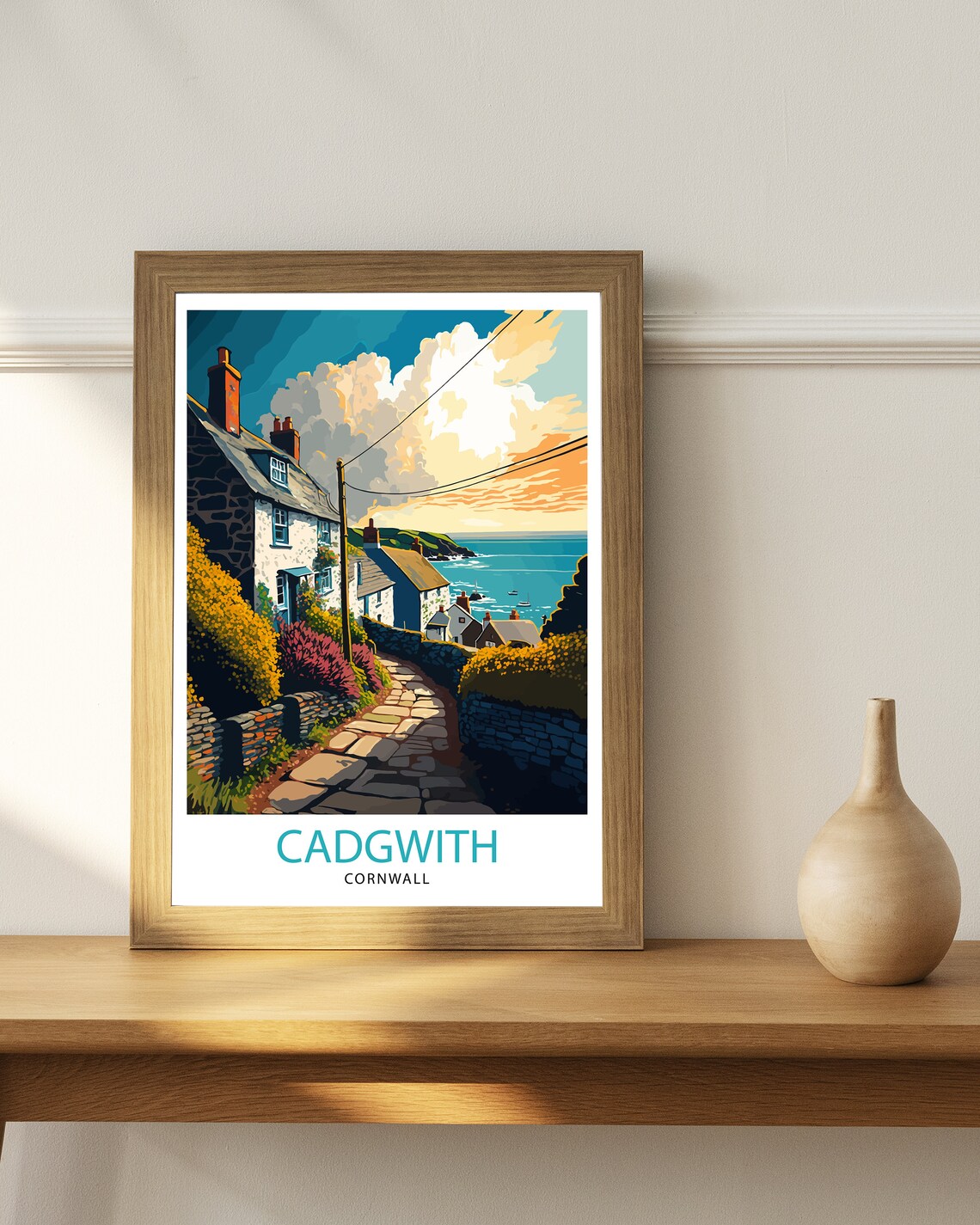 Cadgwith Cornwall Travel Poster, Cornwall Travel Art - Image 2