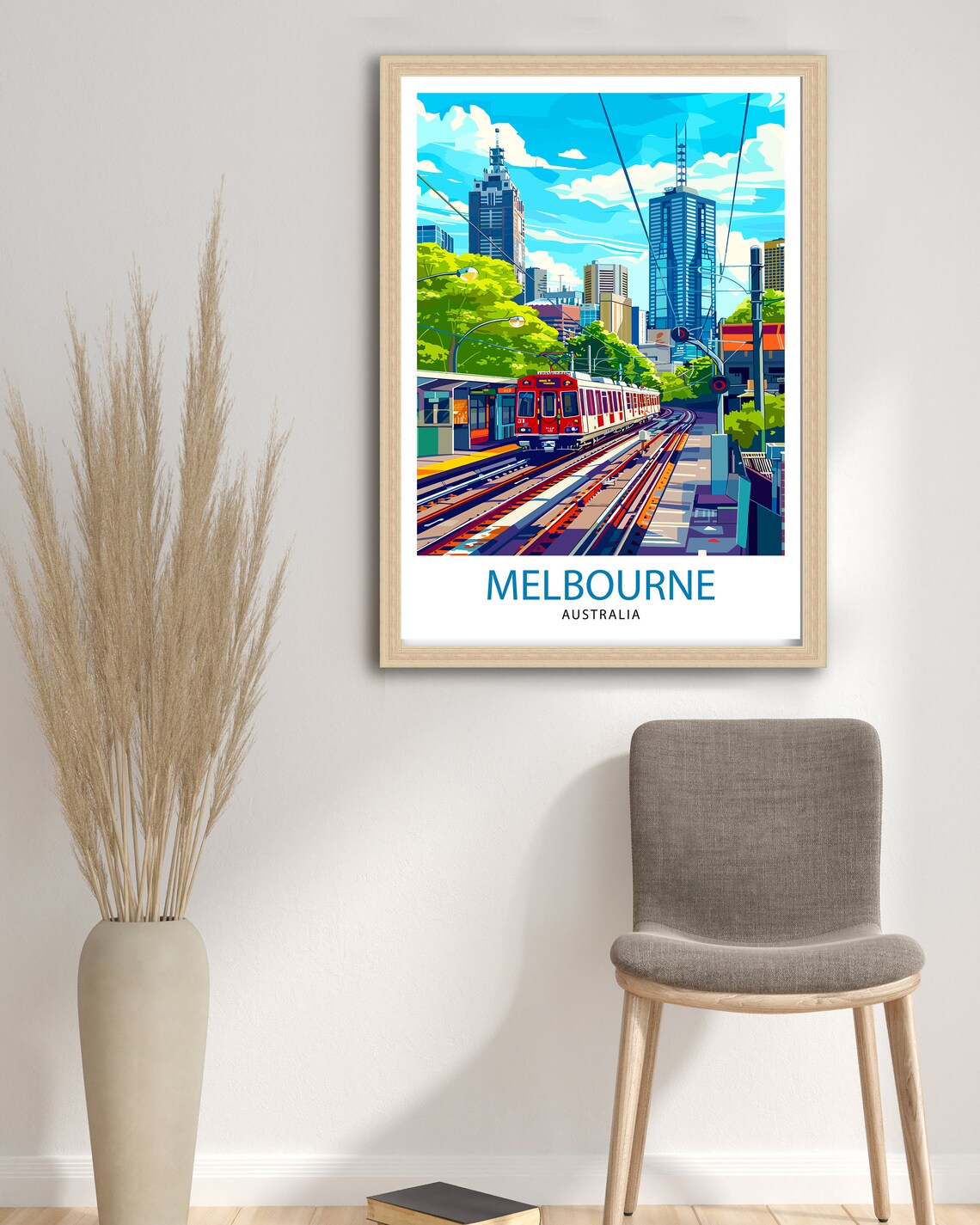 Melbourne Australia City Tram Skyline Illustrated Travel Poster - Image 2
