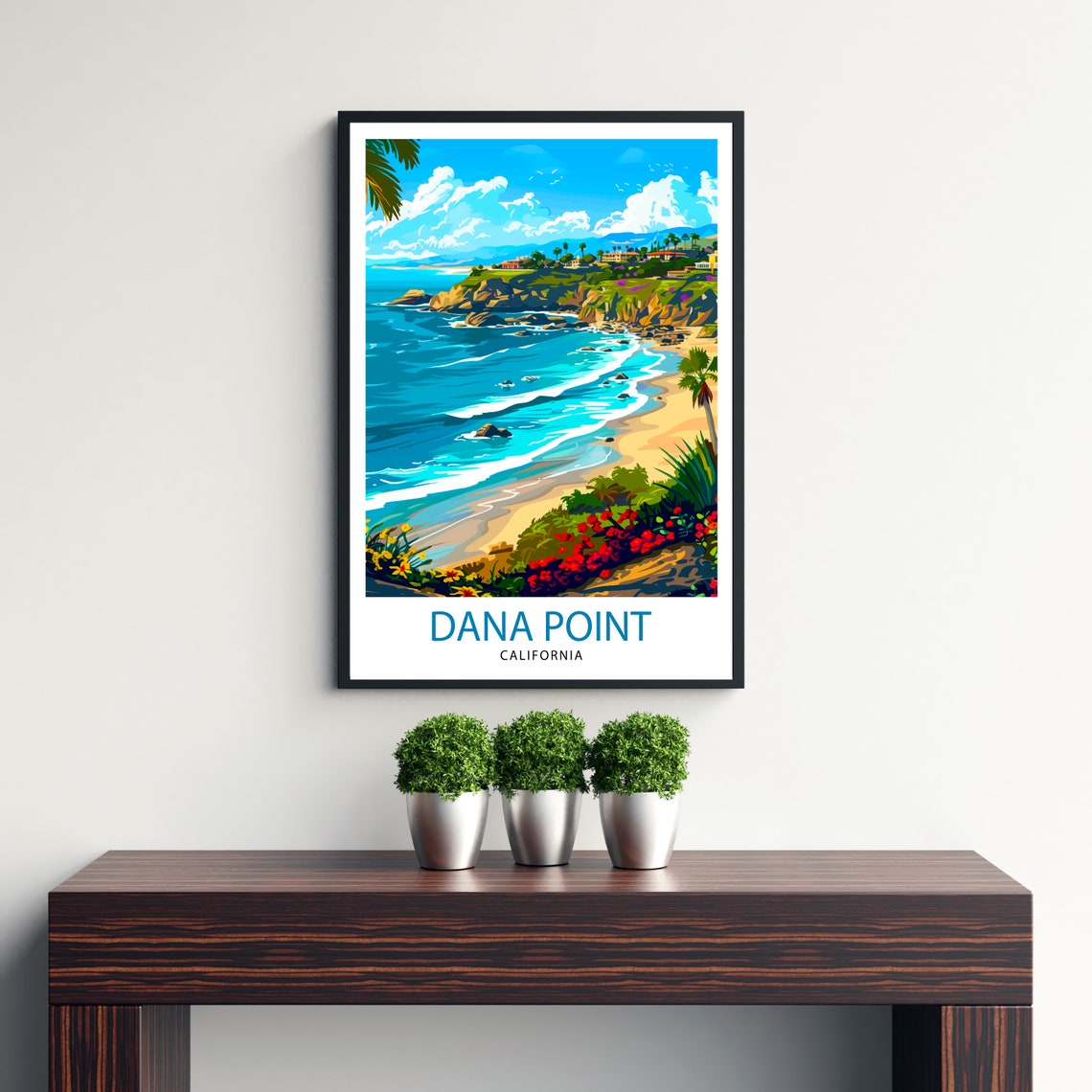 Dana Point California Rocky Ocean Cliffs Above a Sandy Beach Poster - Image 3