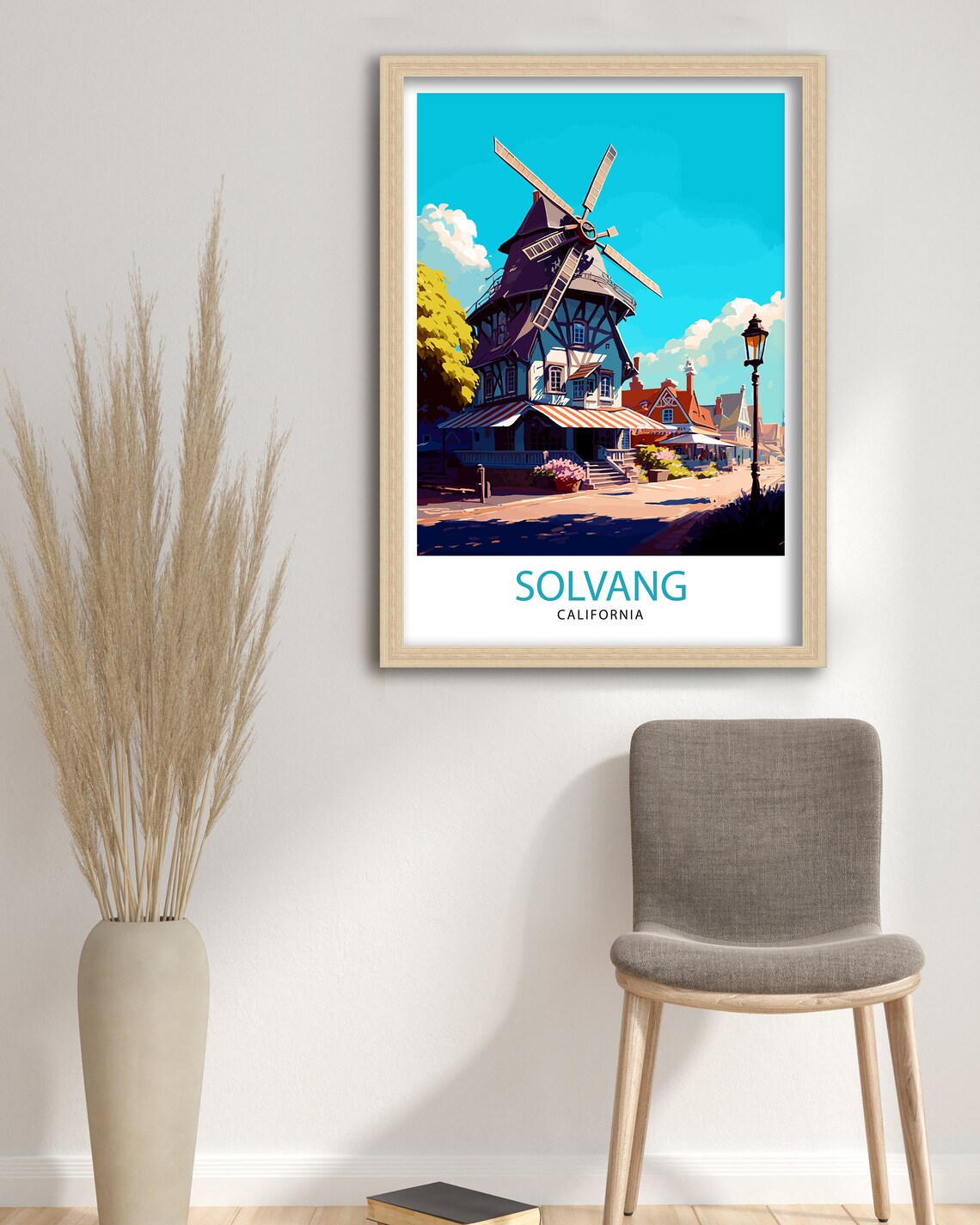 Solvang California Travel Poster Danish Windmill Village Town Art - Image 3