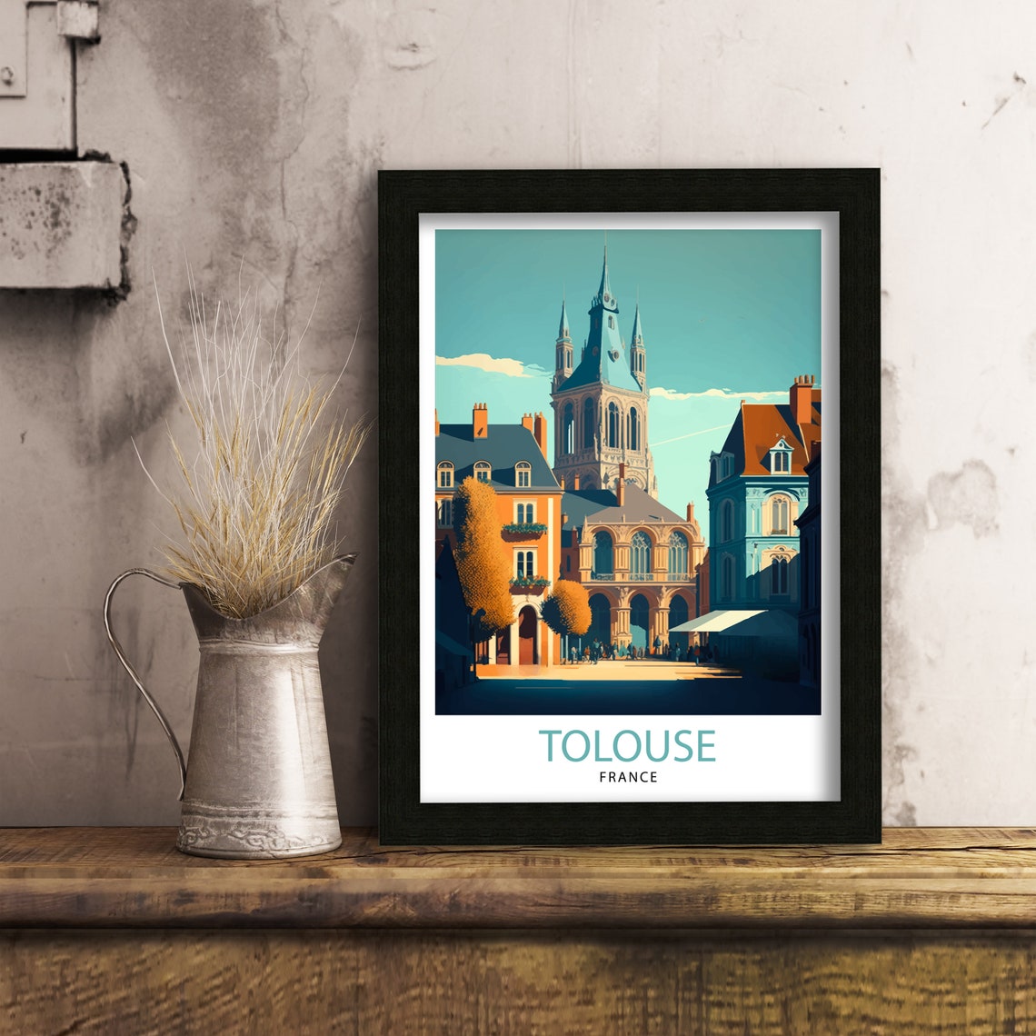 Toulouse France Travel Print Toulouse Wall Art Toulouse Poster France Travel Prints Toulouse Art Print Toulouse Illustration - Image 2