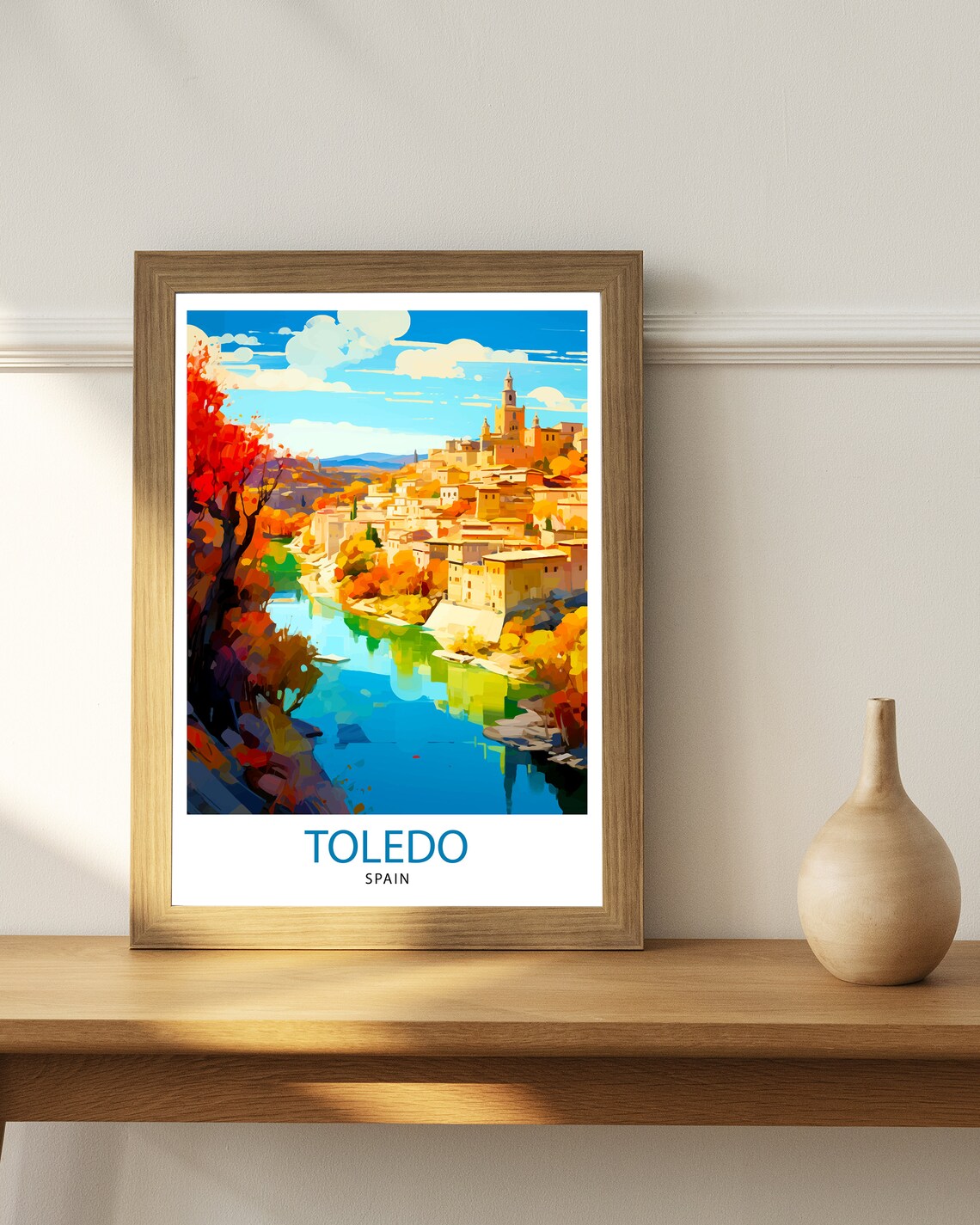 Toledo Spain Riverside Old Town Hilltop Golden Sunset Poster - Image 3
