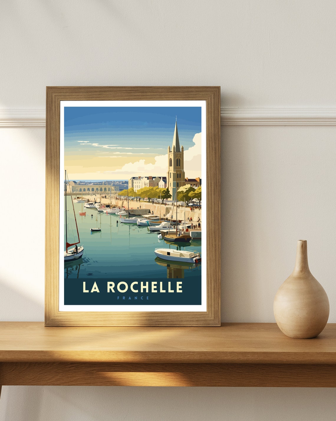 La Rochelle France Historic Harbor Sailboats Tower Retro Poster - Image 2