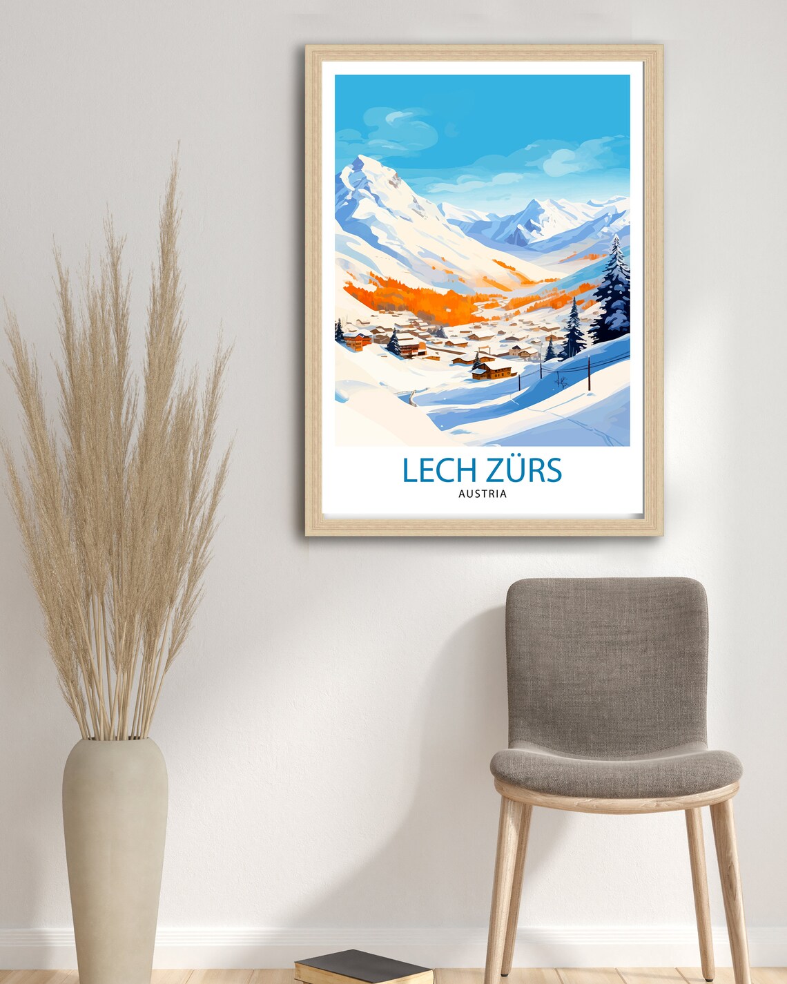 Lech Zurs Austria Snowy Ski Village Alpine Winter Dusk Art Poster - Image 3