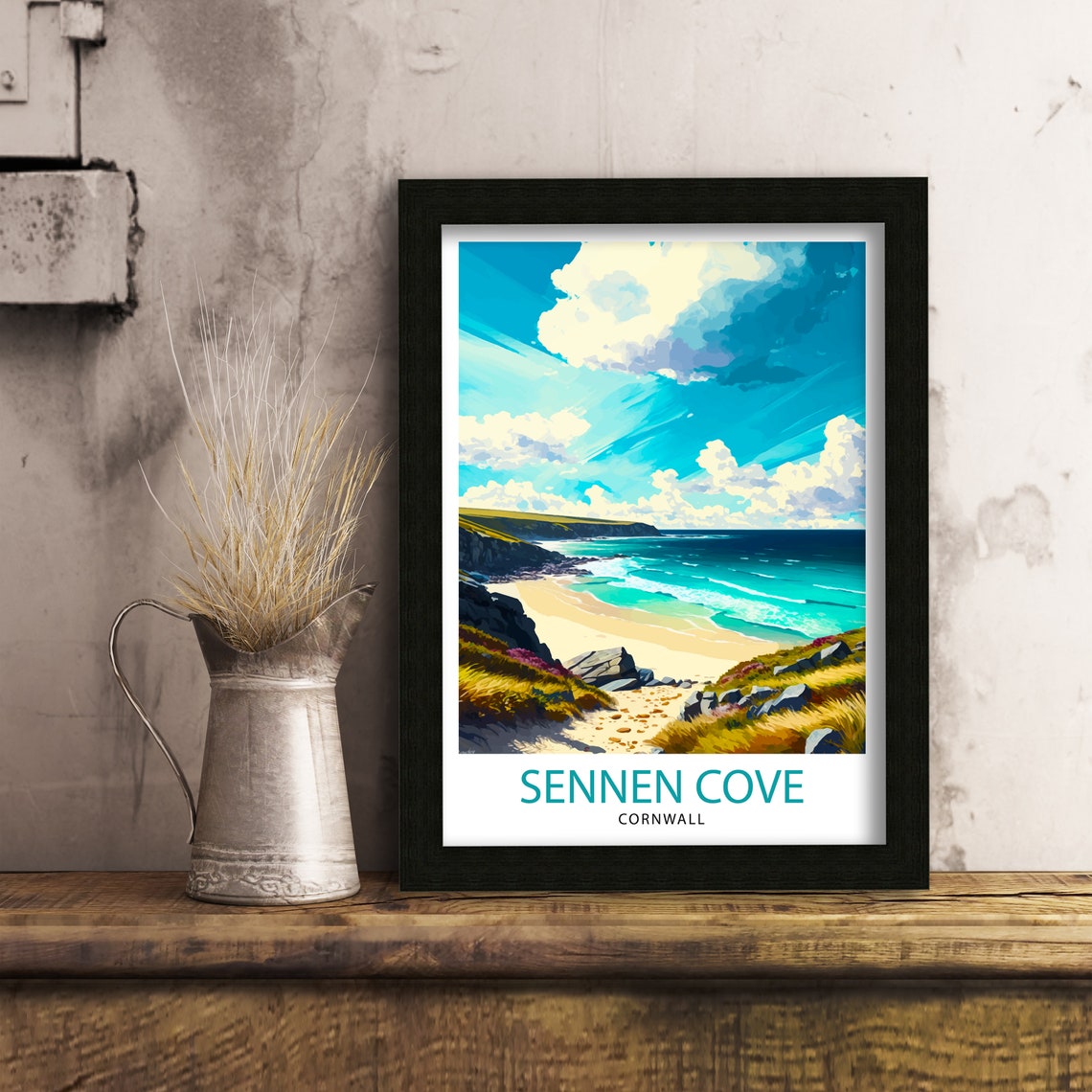 Sennen Cove Cornwall Beach Cove Cliffs Seaside Vintage Poster - Image 3