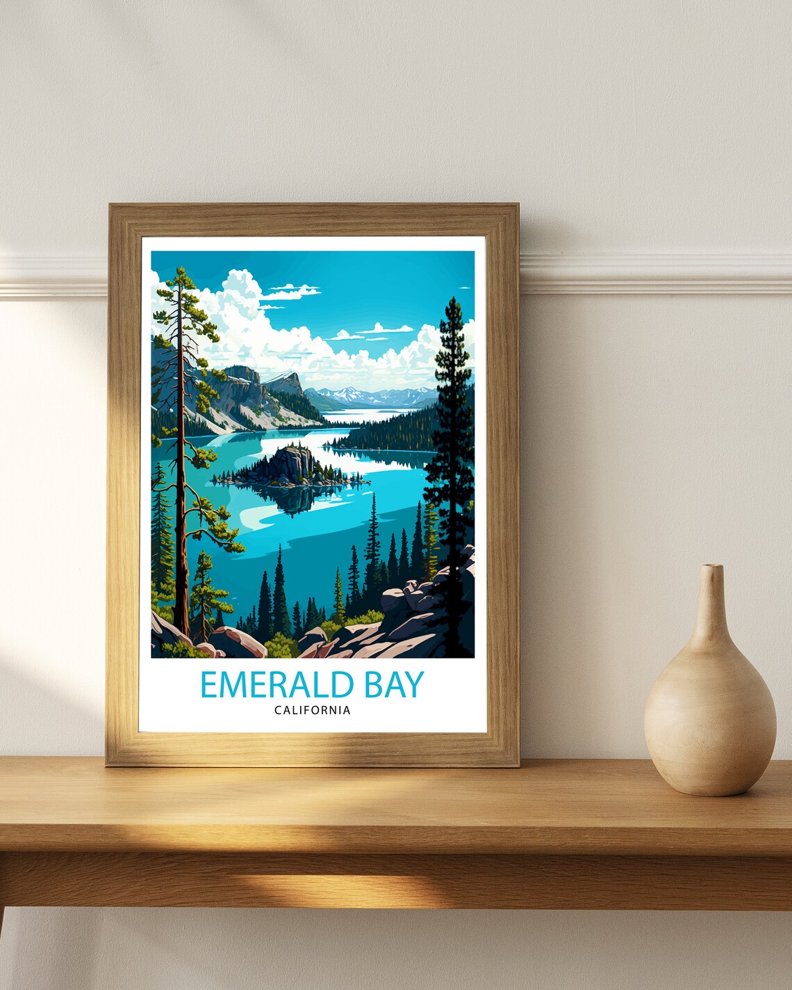 Emerald Bay Travel Poster, Lake Tahoe Wall Art - Image 2