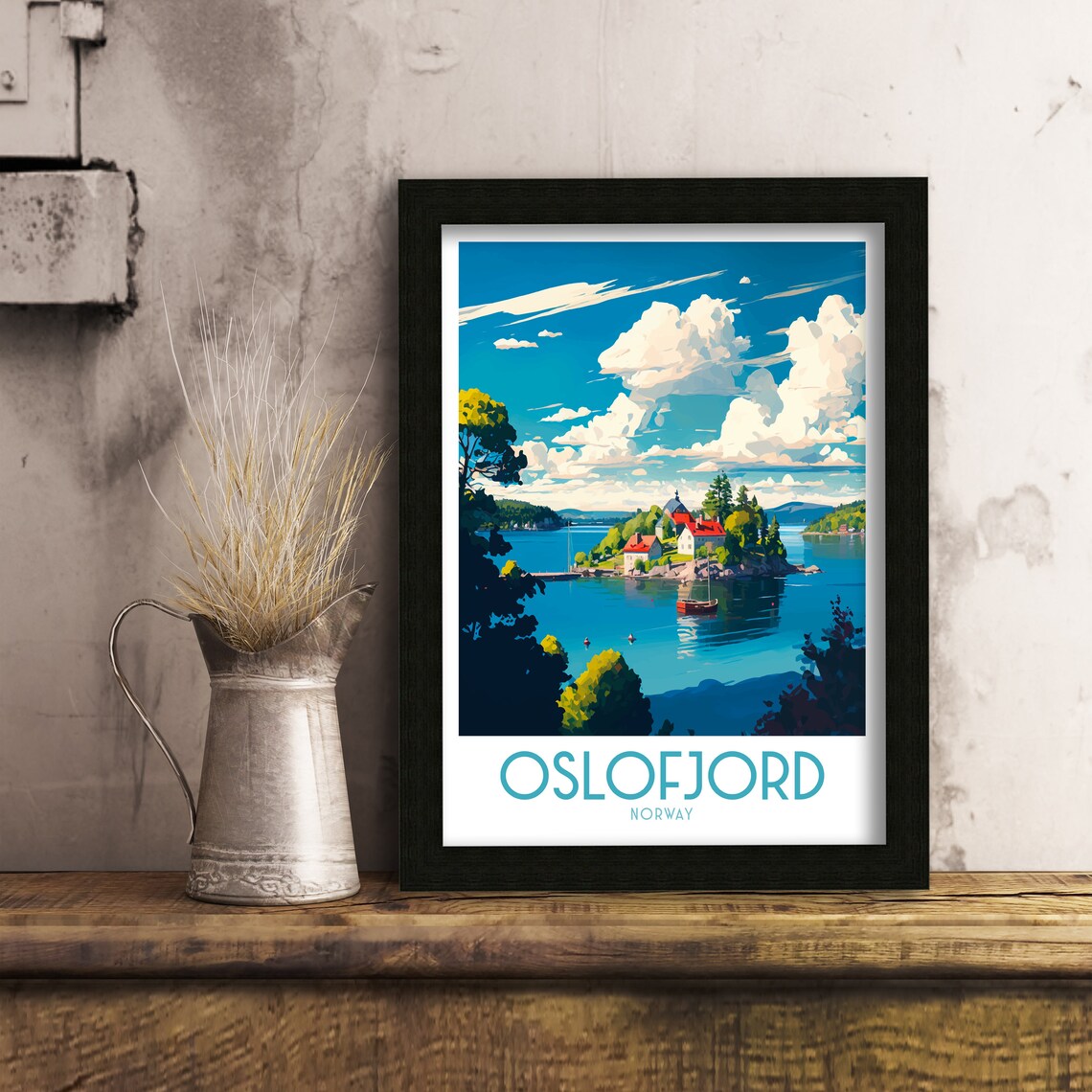 Oslofjord Norway Travel Poster, Home Living Decor - Image 3