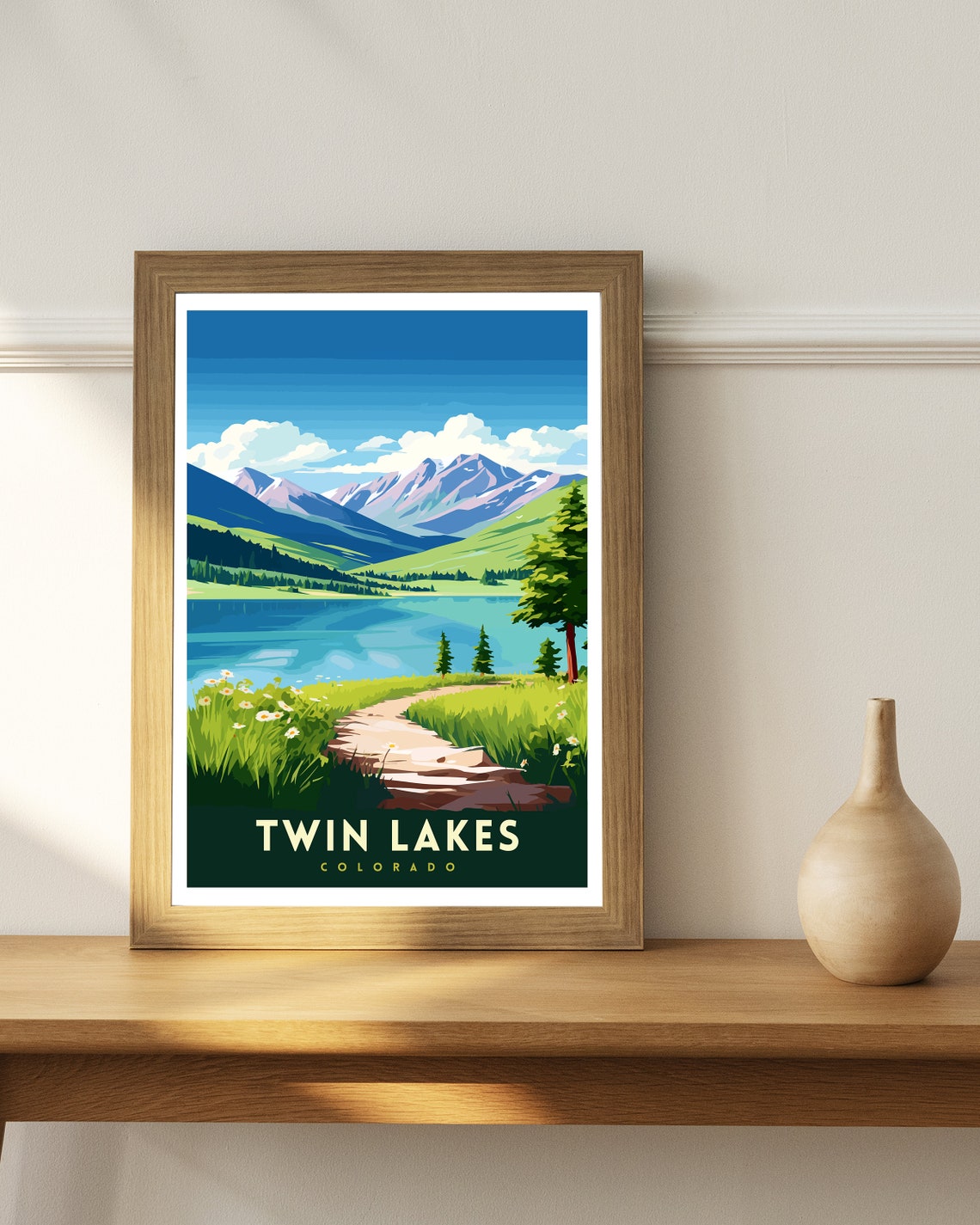 Twin Lakes Colorado Mountain Lake Travel Poster With Alpine View - Image 2