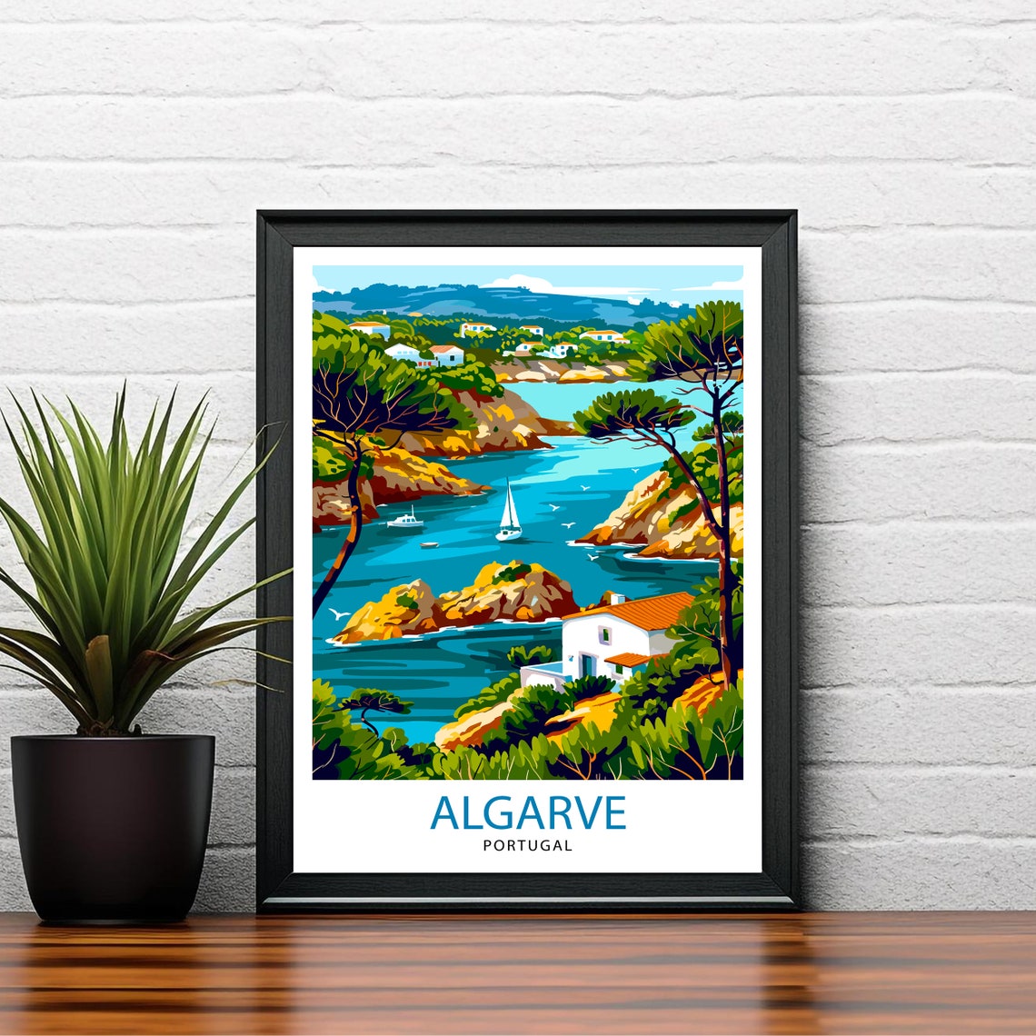 Algarve Portugal Travel Print Algarve Wall Decor Algarve Poster Portugal Travel Prints Algarve Art Print Algarve Illustration Algarve Wall - Image 2