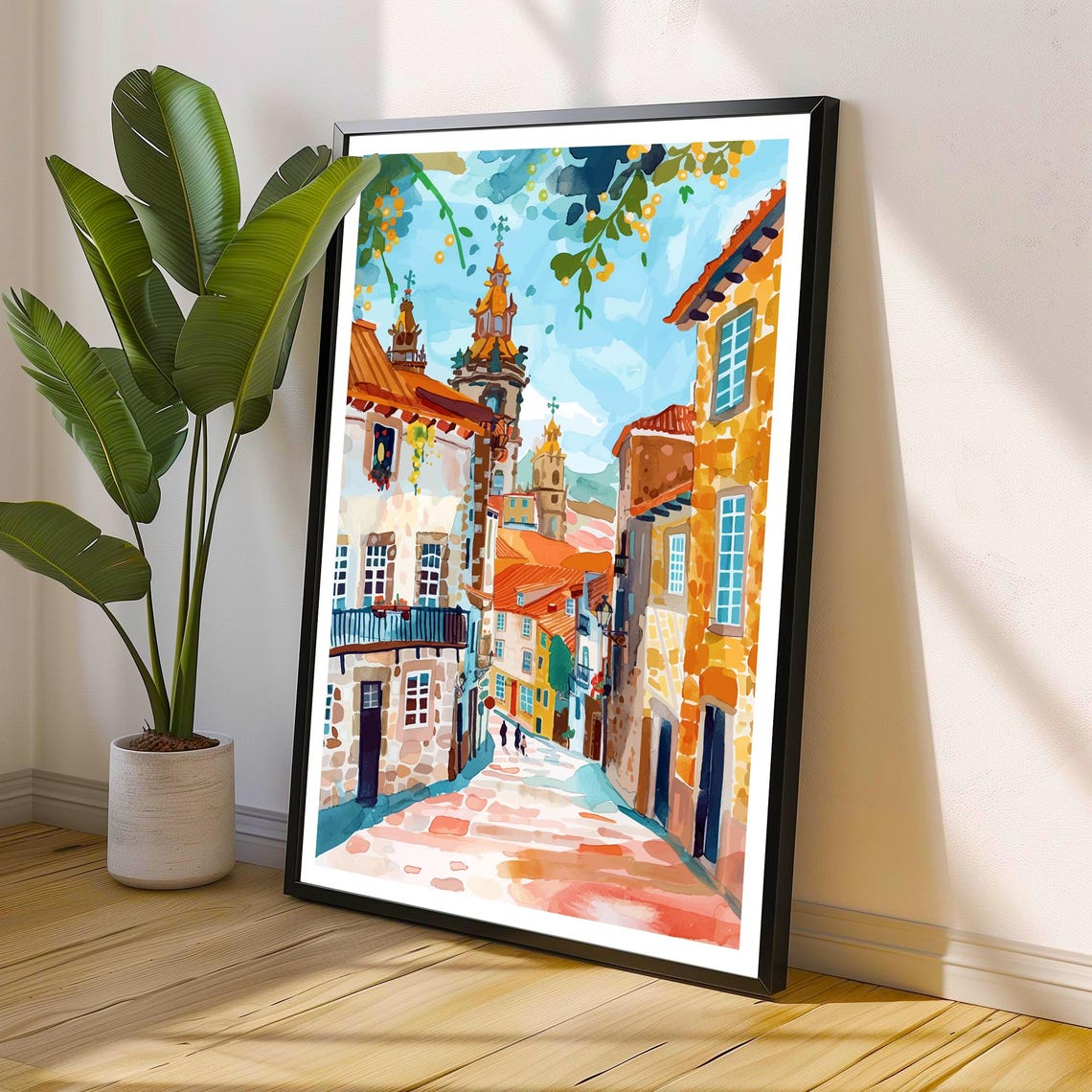 Santiago de Compostela Historic Cathedral Old Town Street Poster - Image 2