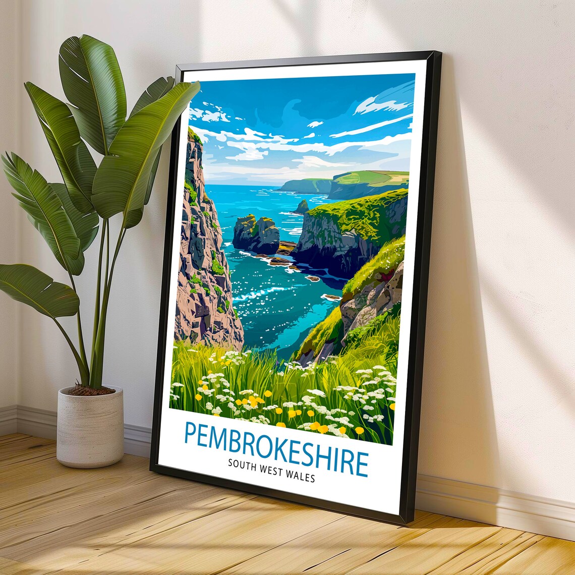 Pembrokeshire Wales Travel Poster, Wales Wall Decor - Image 3