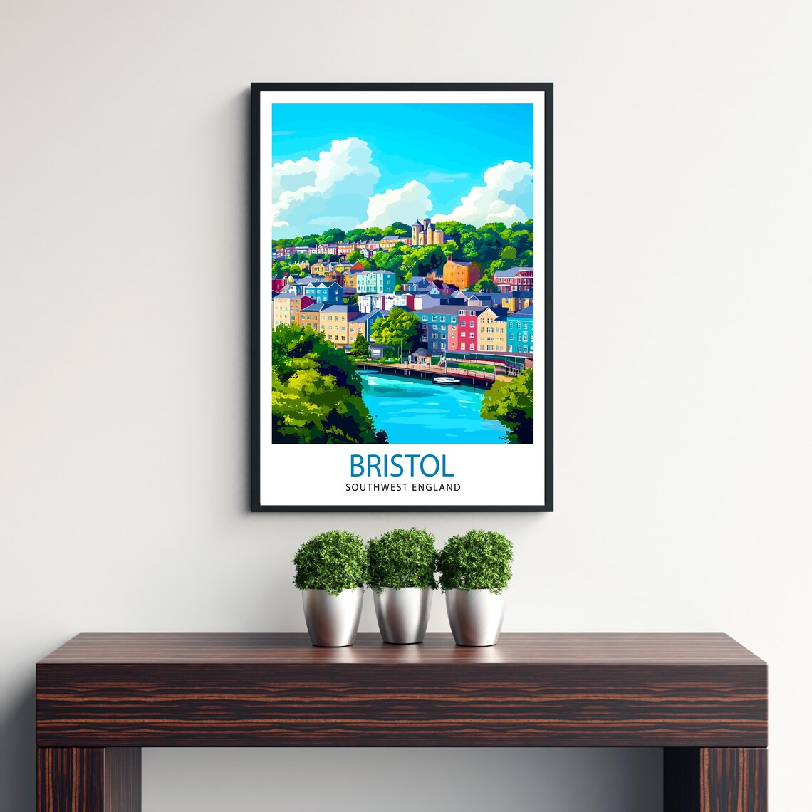 Bristol Southwest England Colorful Harborside Cityscape Poster - Image 3