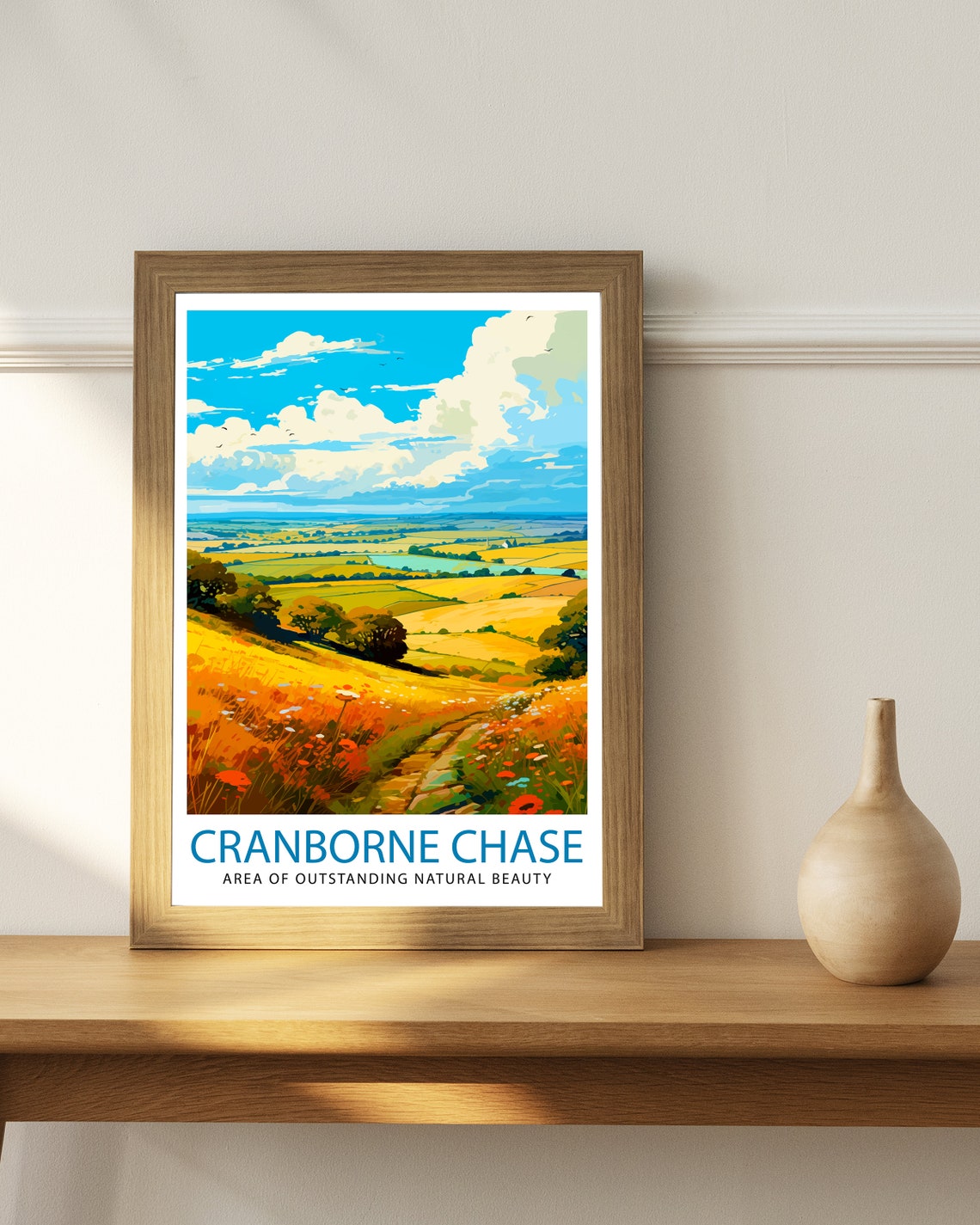 Cranborne Chase Wildflower Meadow Big Sky Trail Path Nature Art Poster - Image 2