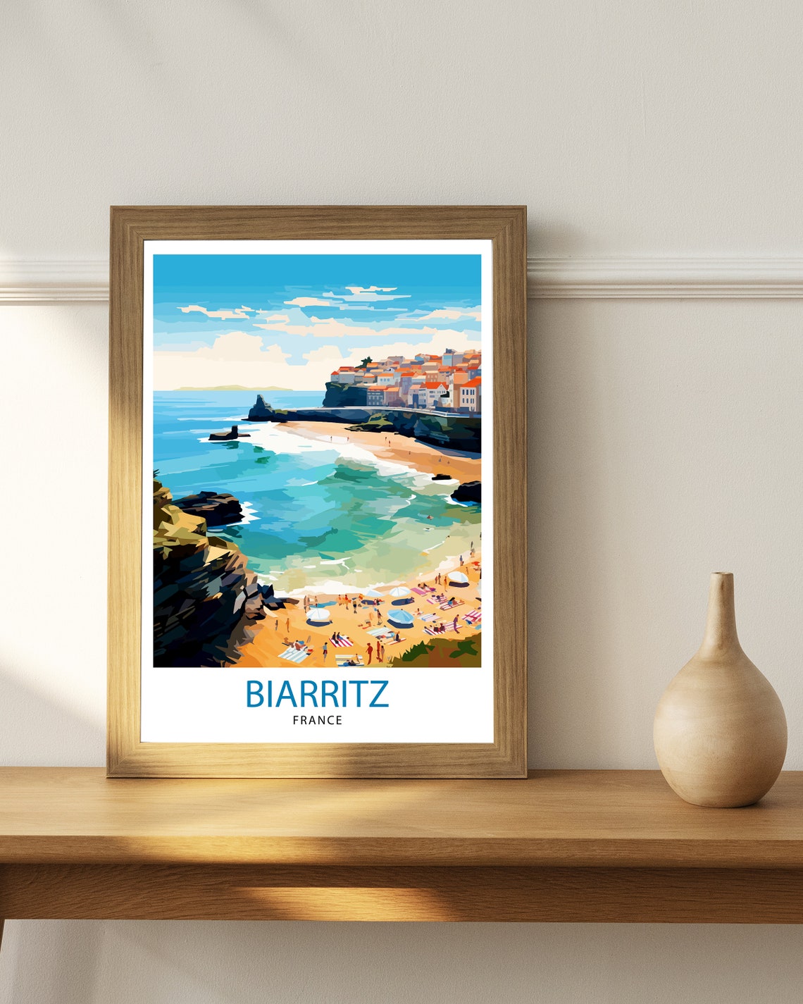 Biarritz France Beach Cliffs Surf Town Basque Coast Art Poster - Image 2
