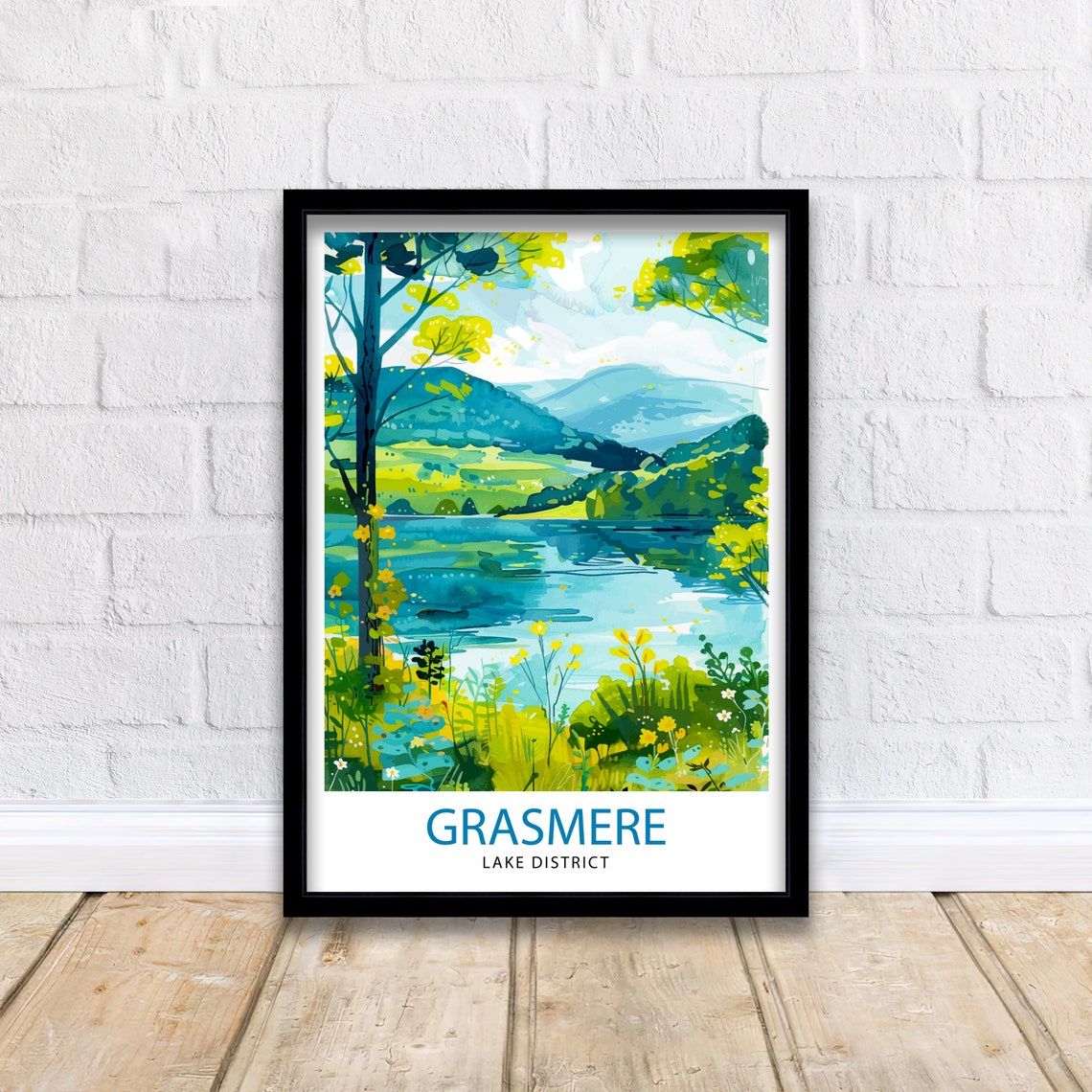 Grasmere Lake District Lake Fells Wildflower Scenic Travel Poster