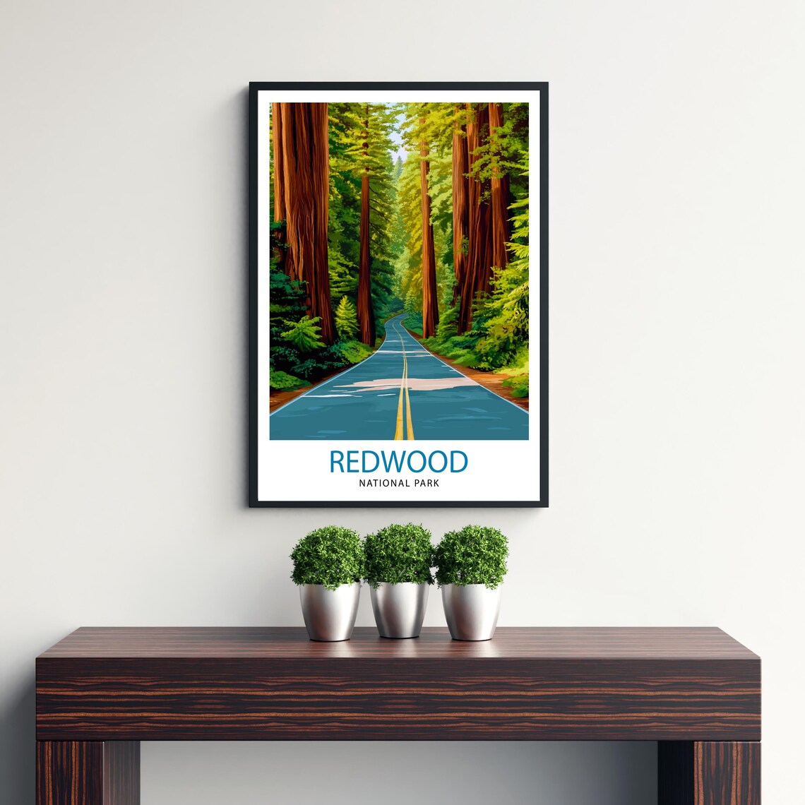 Redwood National Park Giant Trees Road Vintage Travel Poster - Image 3