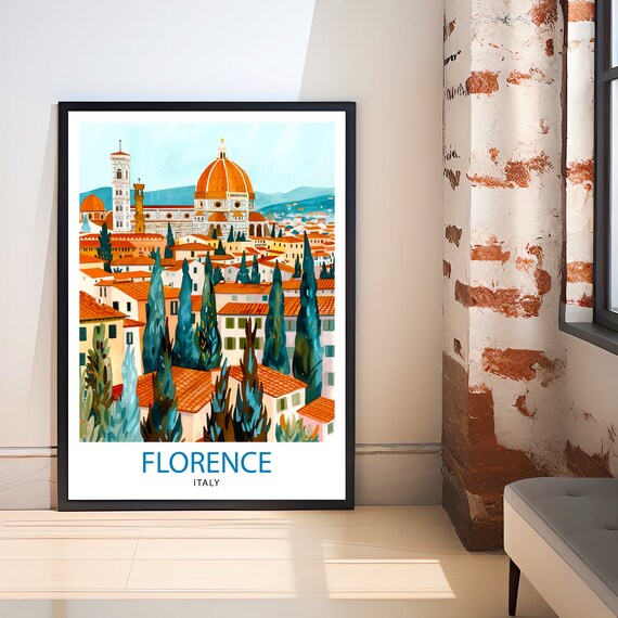 Florence Italy Travel Poster, Europe Wall Decor