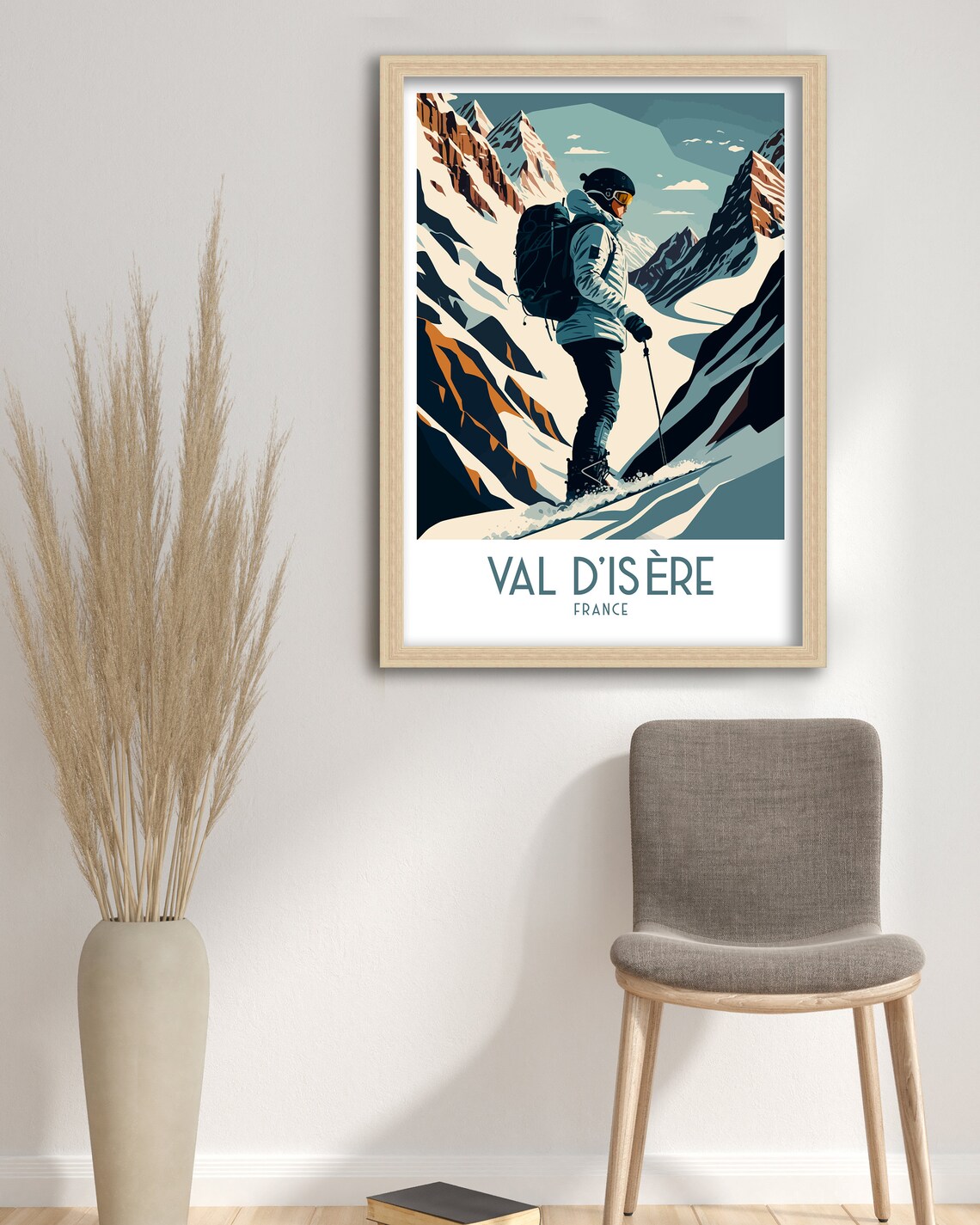 Val dIsere France Skier Alpine Slopes Winter Vintage Travel Poster - Image 3