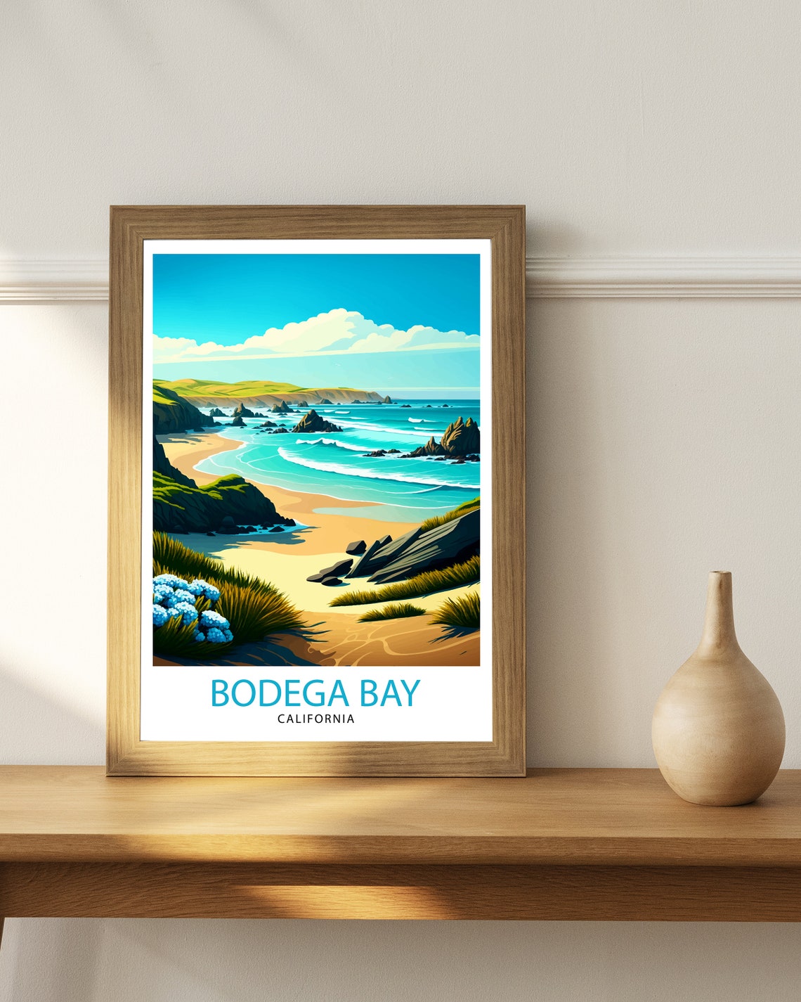 Bodega Bay California Coastal Beach Cliffs Ocean Travel Poster - Image 2