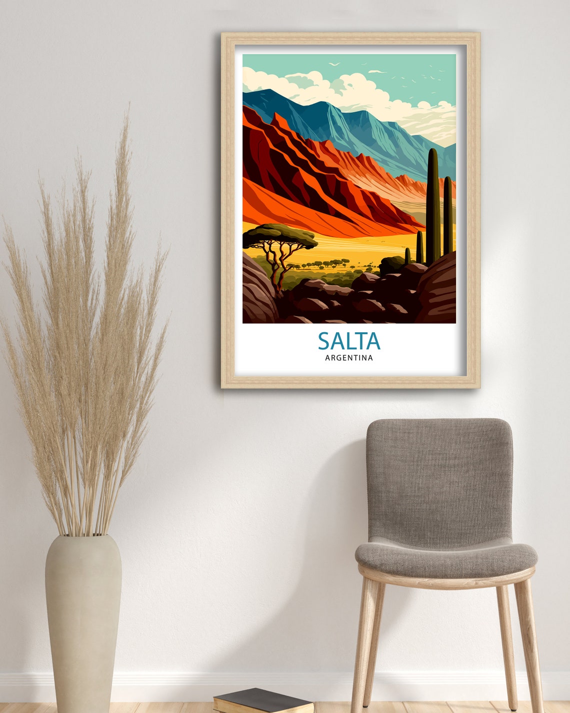 Salta Argentina Red Desert Mountains Cacti Dramatic Land Poster - Image 3