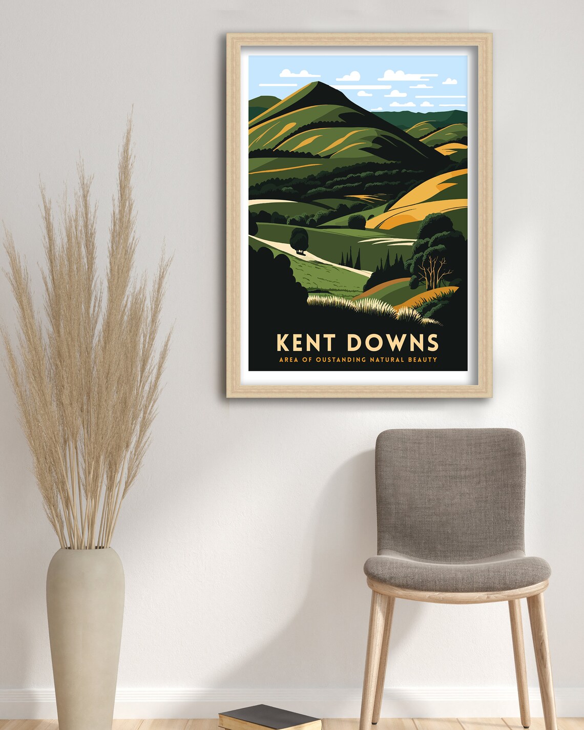 Kent Downs Travel Poster, Kent Illustration Decor - Image 3