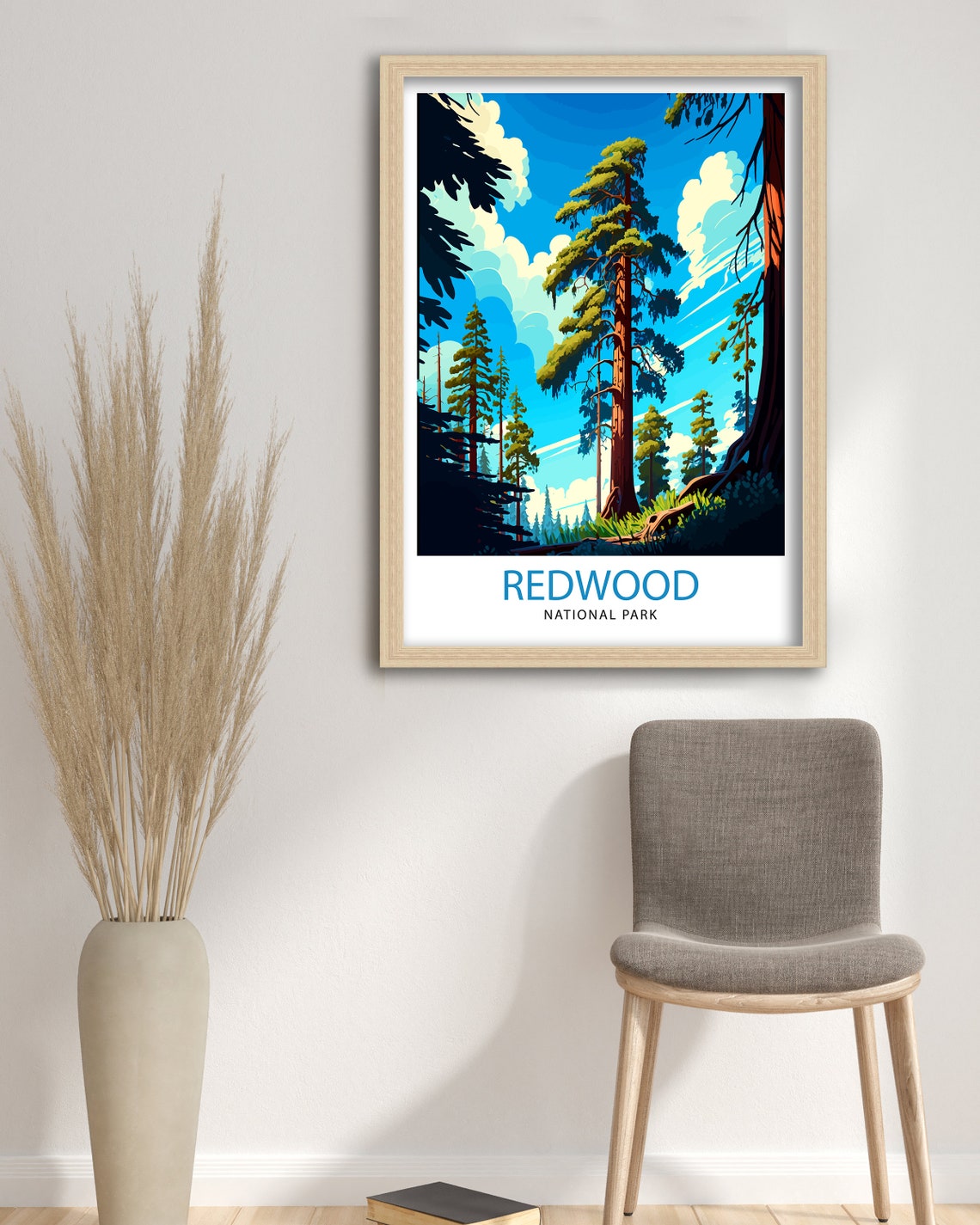 Redwood National Park Travel Print Redwood Wall Art Nature Illustration Travel Poster Gift For Outdoor Enthusiasts National Park Home Decor - Image 3