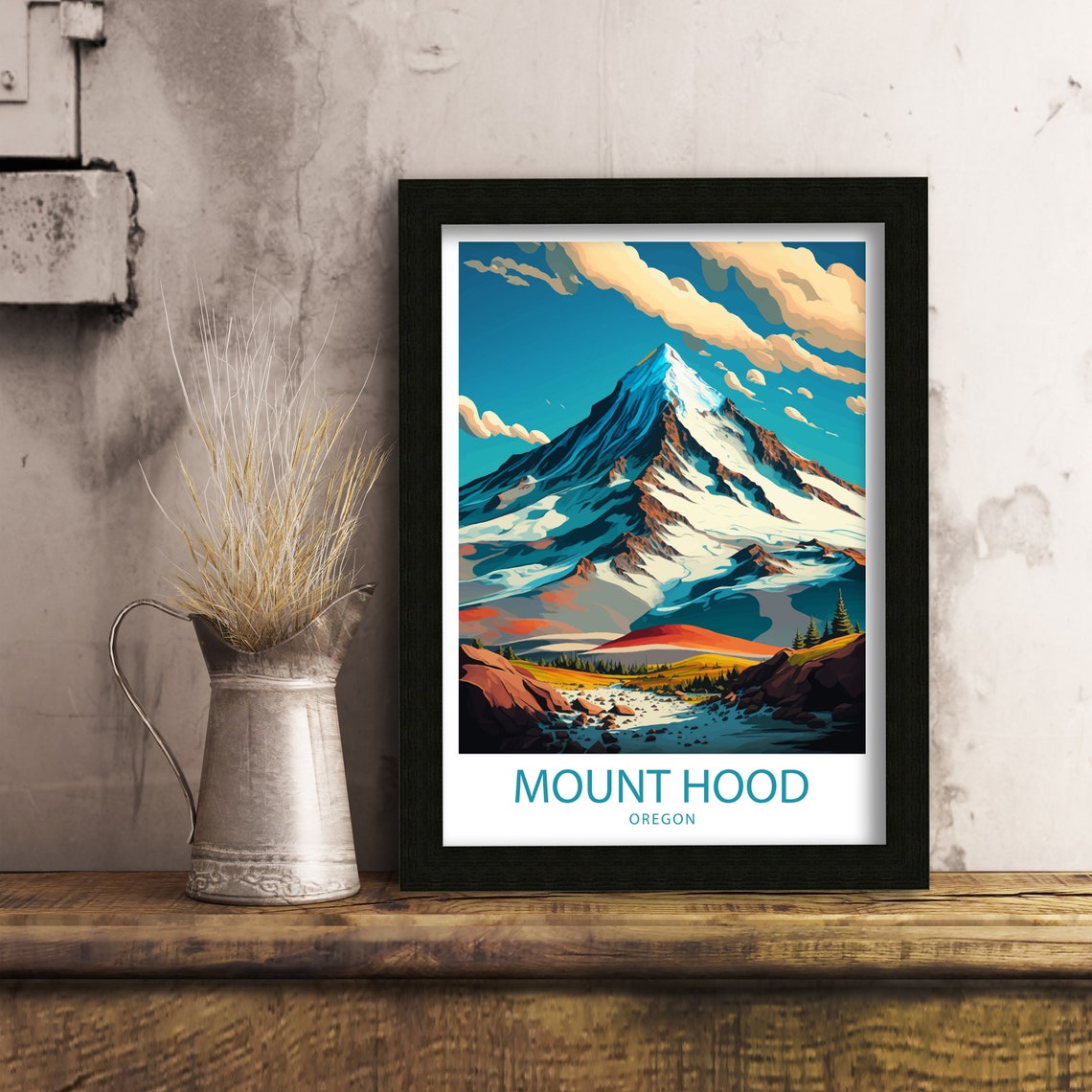 Mount Hood Oregon Snow Capped Volcano Peak Alpine Travel Poster - Image 3