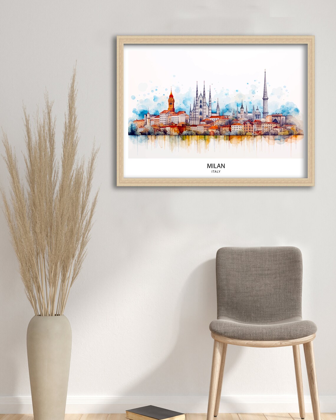 Milan Skyline Italy Travel Poster, Cityscape Art - Image 2
