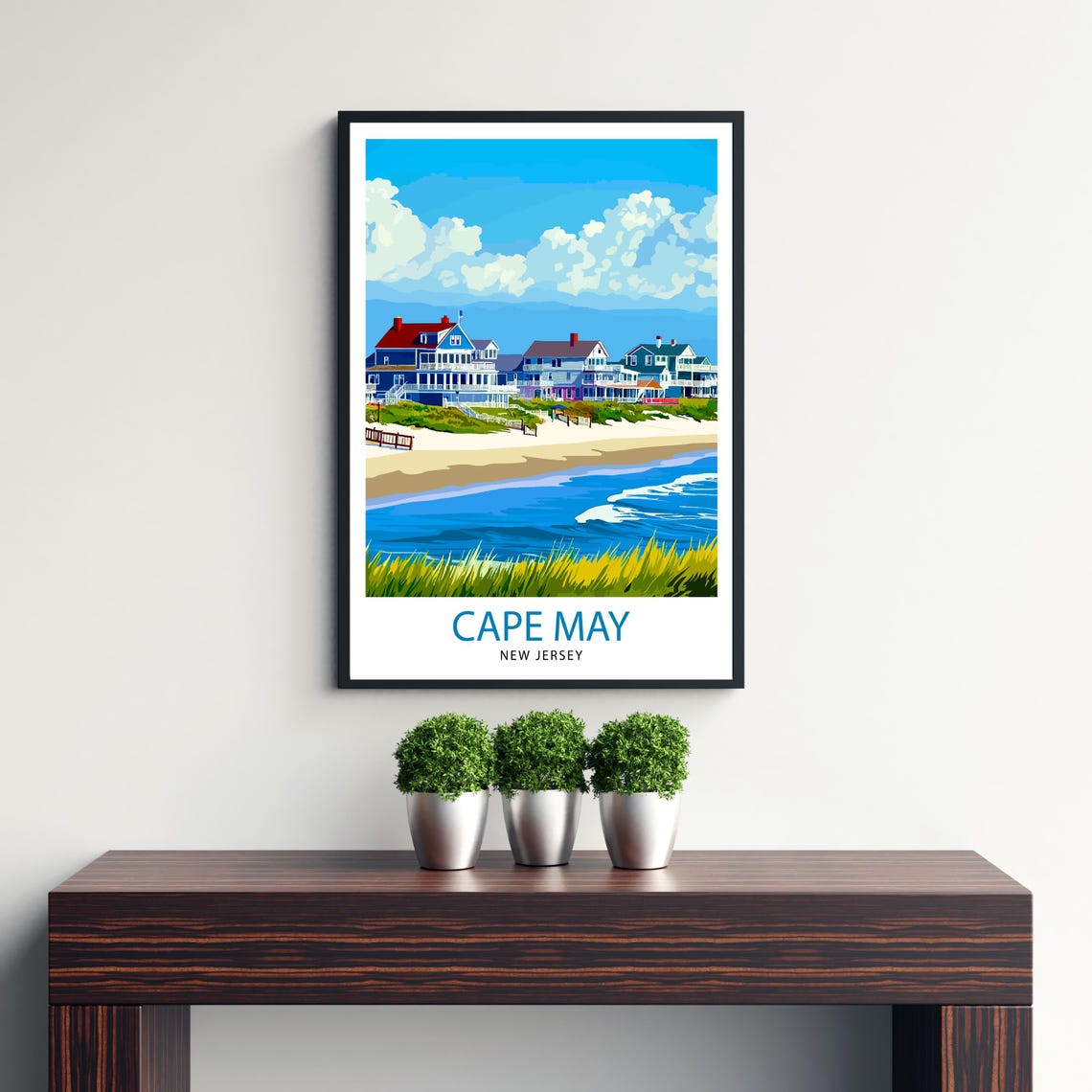 Cape May New Jersey Beach Victorian Houses Seaside Travel Poster - Image 2