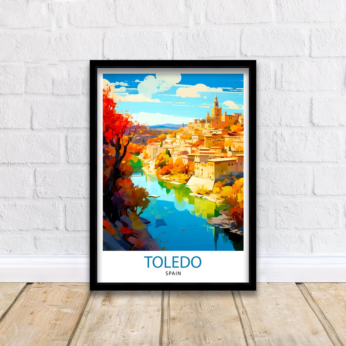 Toledo Spain Riverside Old Town Hilltop Golden Sunset Poster - Image 2