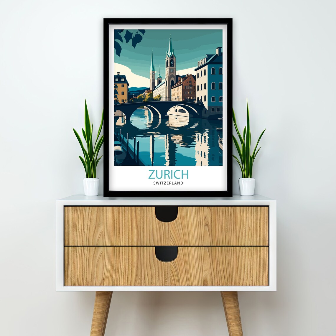 Zurich Switzerland Travel Poster, Home Decor - Image 2