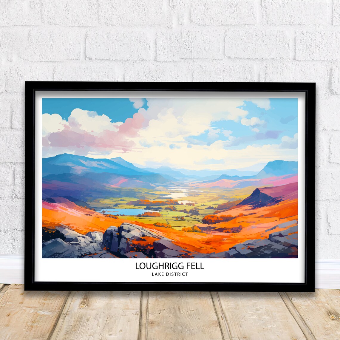 Loughrigg Fell Lake District Autumn Illustrated Travel Poster