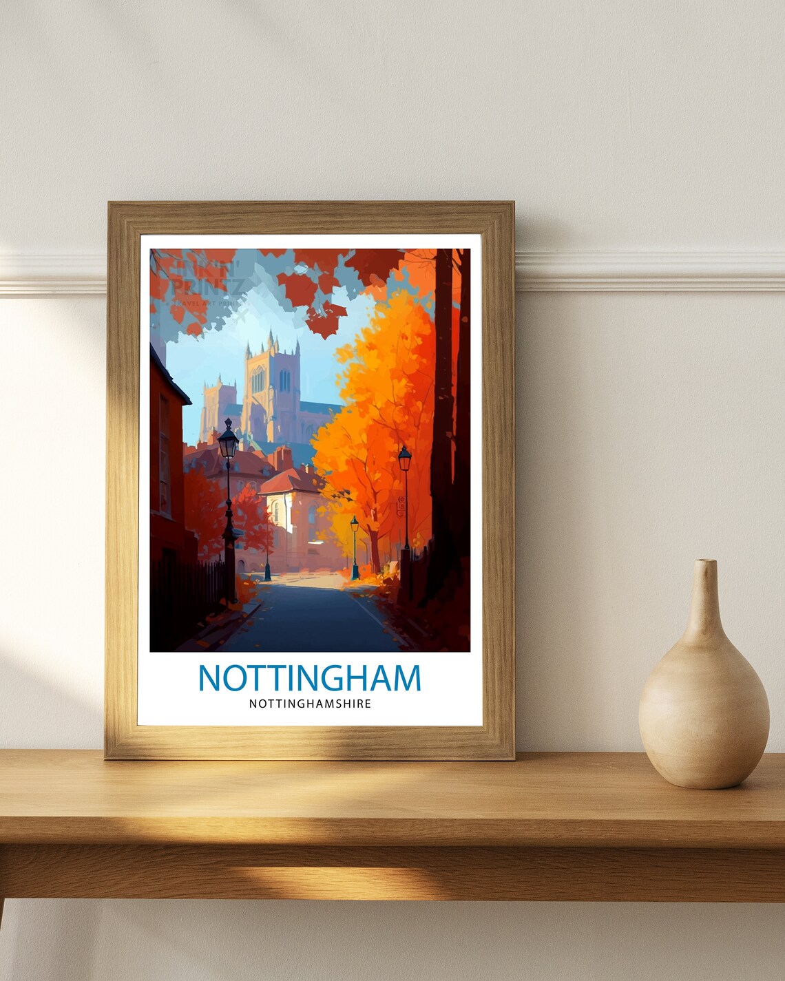 Nottingham Nottinghamshire Travel Poster, UK Place Print - Image 2
