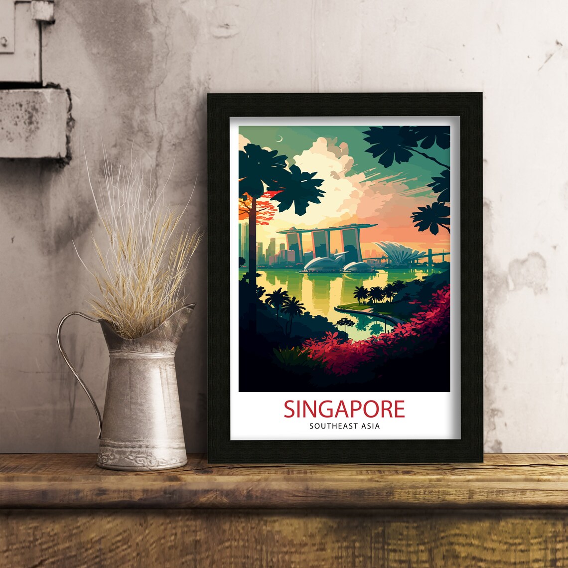 Singapore Travel Poster, Singapore Cityscape Print - Image 3