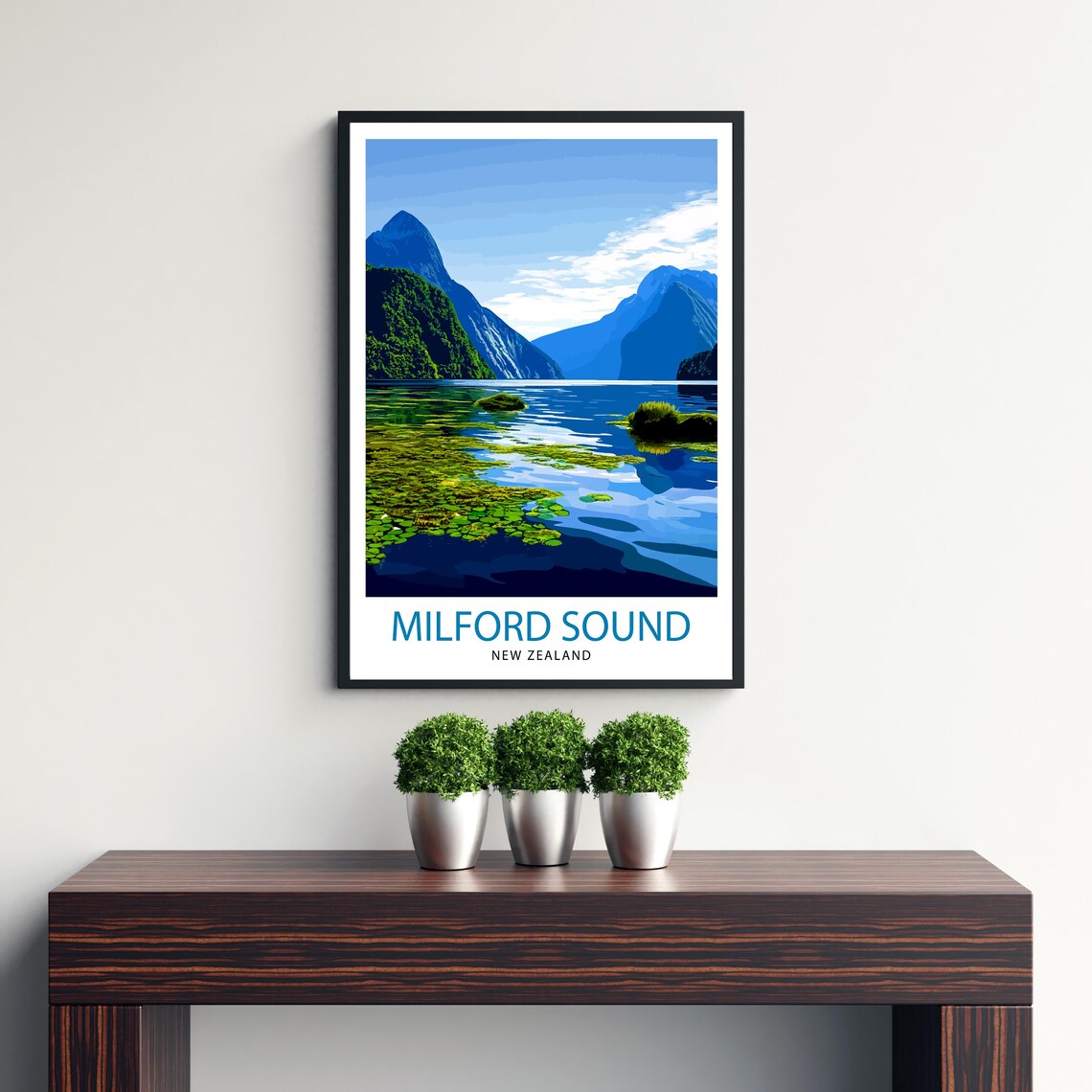Milford Sound New Zealand Travel Poster, Home Decor - Image 3