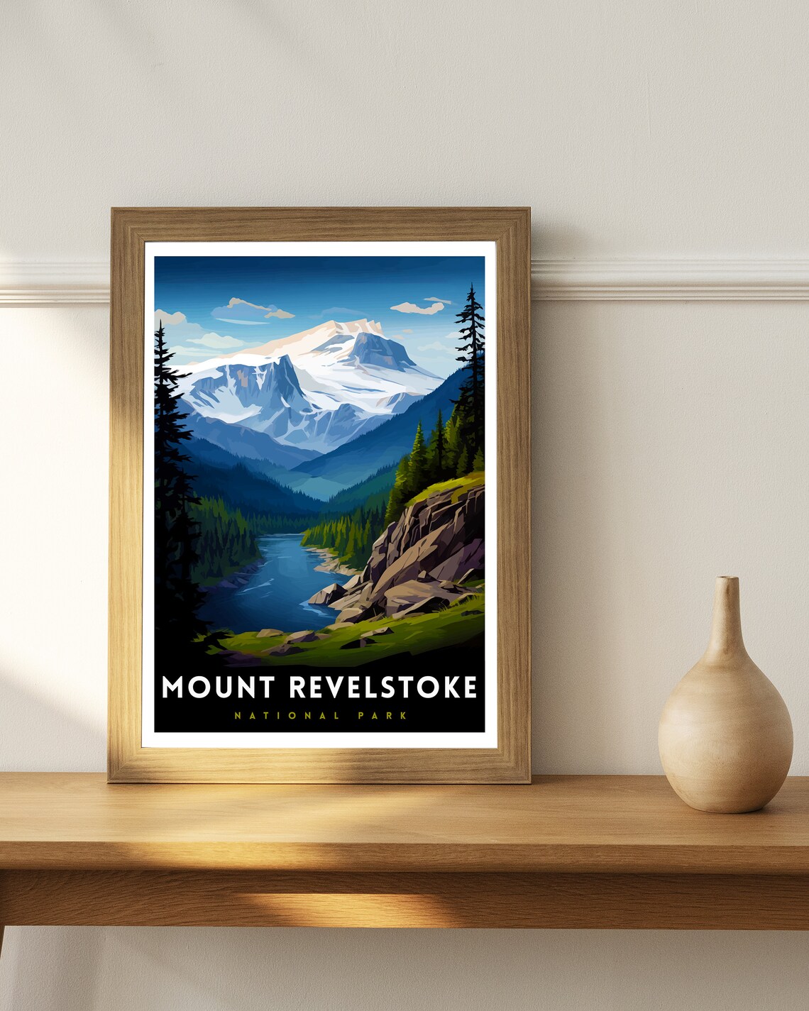Mount Revelstoke National Park Snow Peak Valley River Travel Poster - Image 3