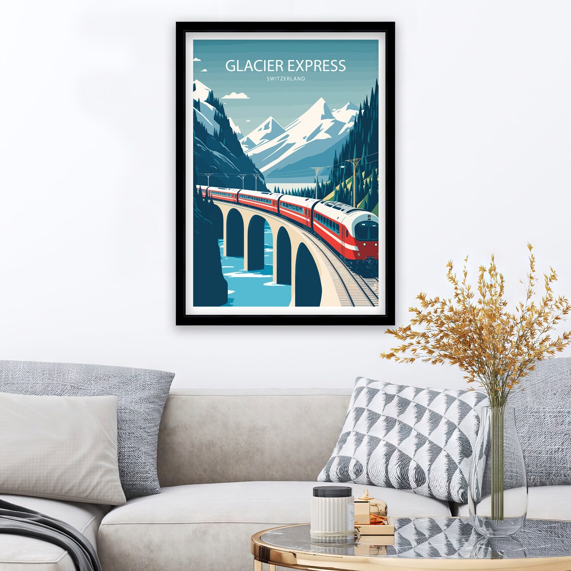 Glacier Express Travel Poster, Switzerland Train Route - Image 2