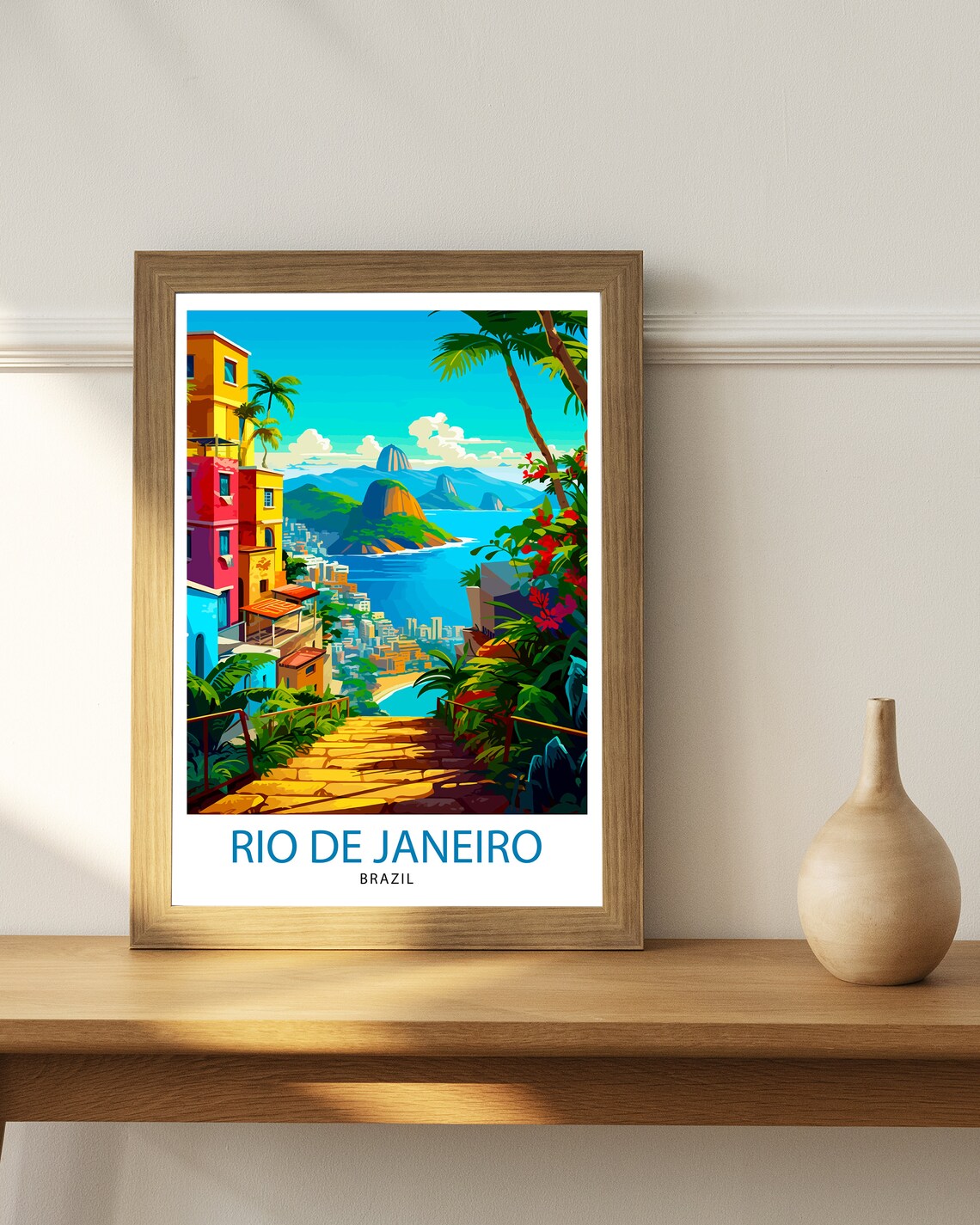 Rio de Janeiro Brazil Colorful Cityscape Sugarloaf Travel Poster - Image 2