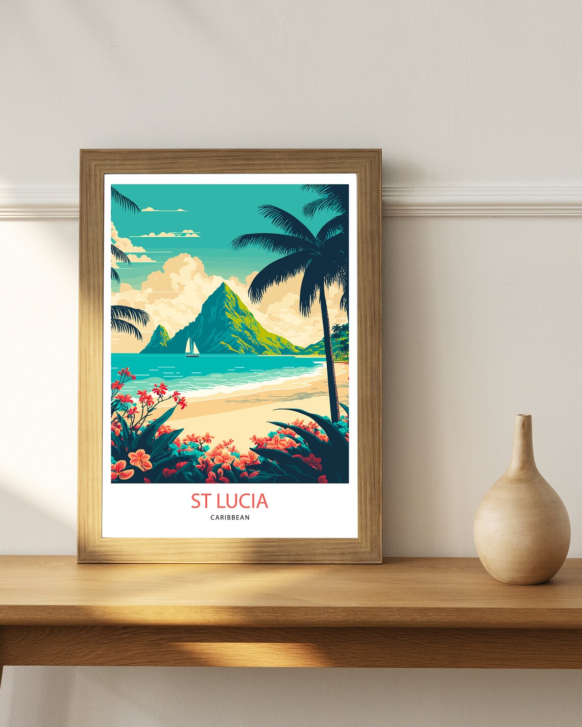 St Lucia Travel Poster, Caribbean Wall Art - Image 2