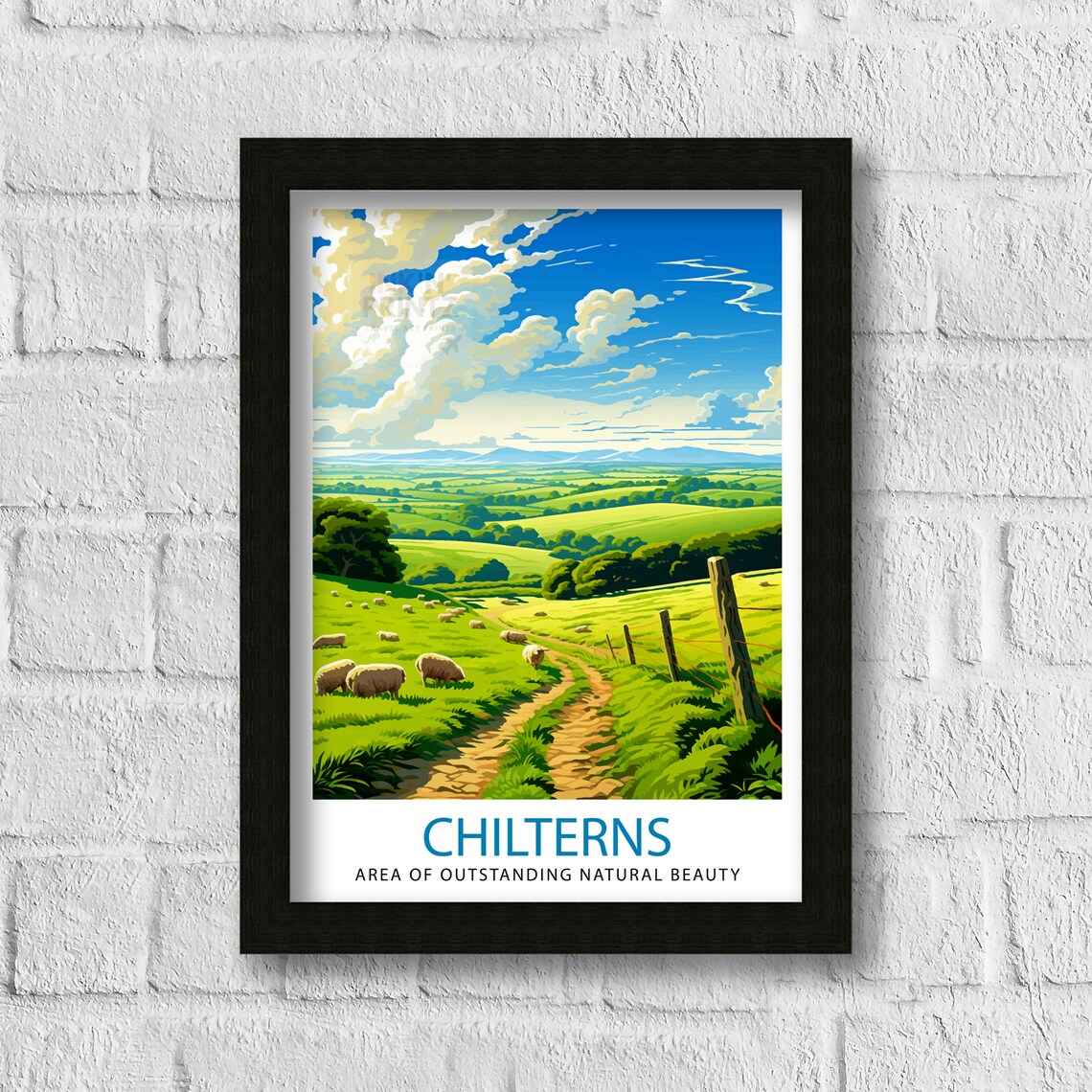Chilterns AONB English Countryside Travel Poster - Image 3