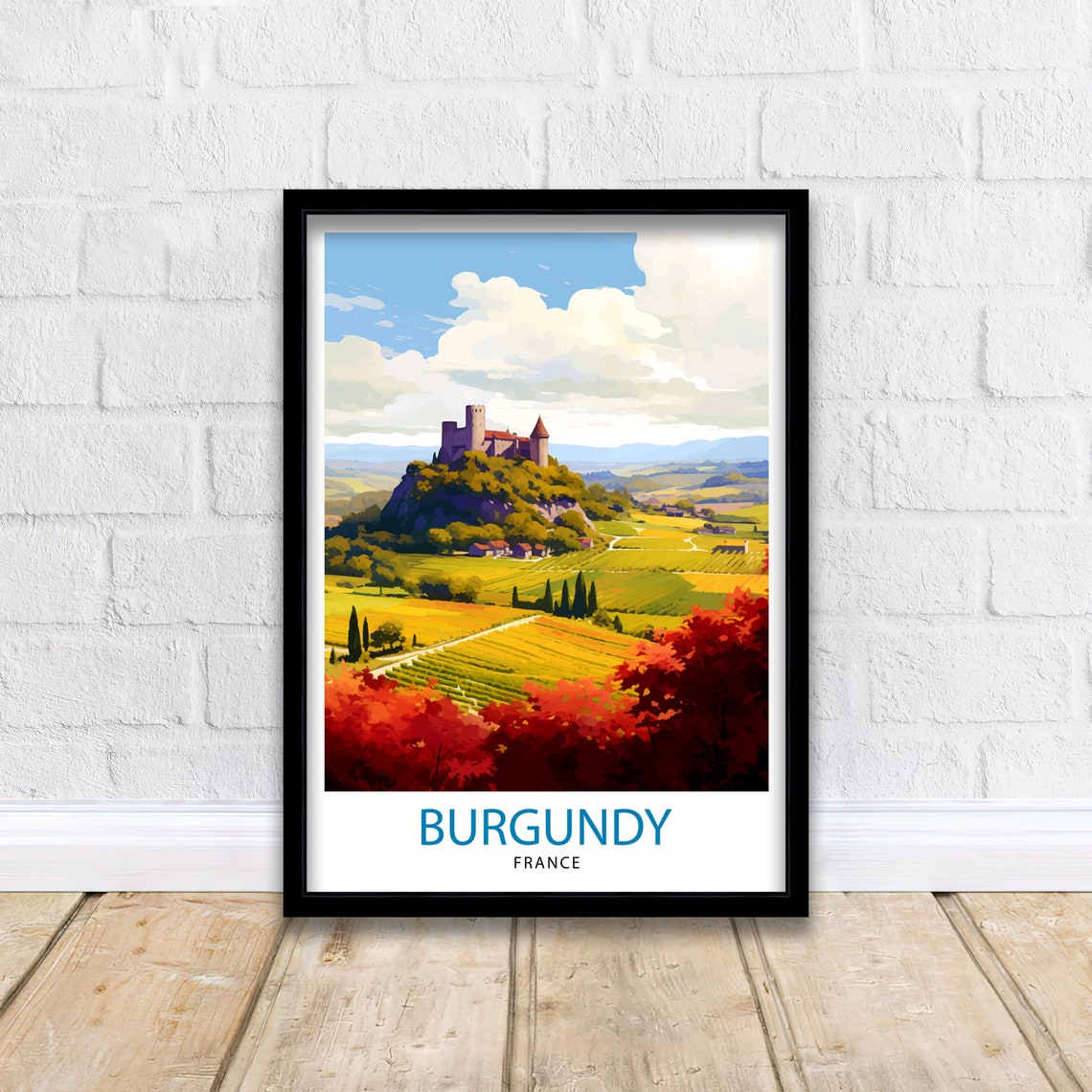 Burgundy France Travel Print Burgundy Wall Decor Burgundy Poster France Travel Prints Burgundy Art Print Burgundy Illustration Burgundy - Image 2