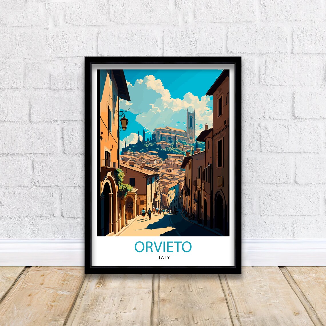 Orvieto Italy Travel Poster, Cityscape Illustration - Image 2