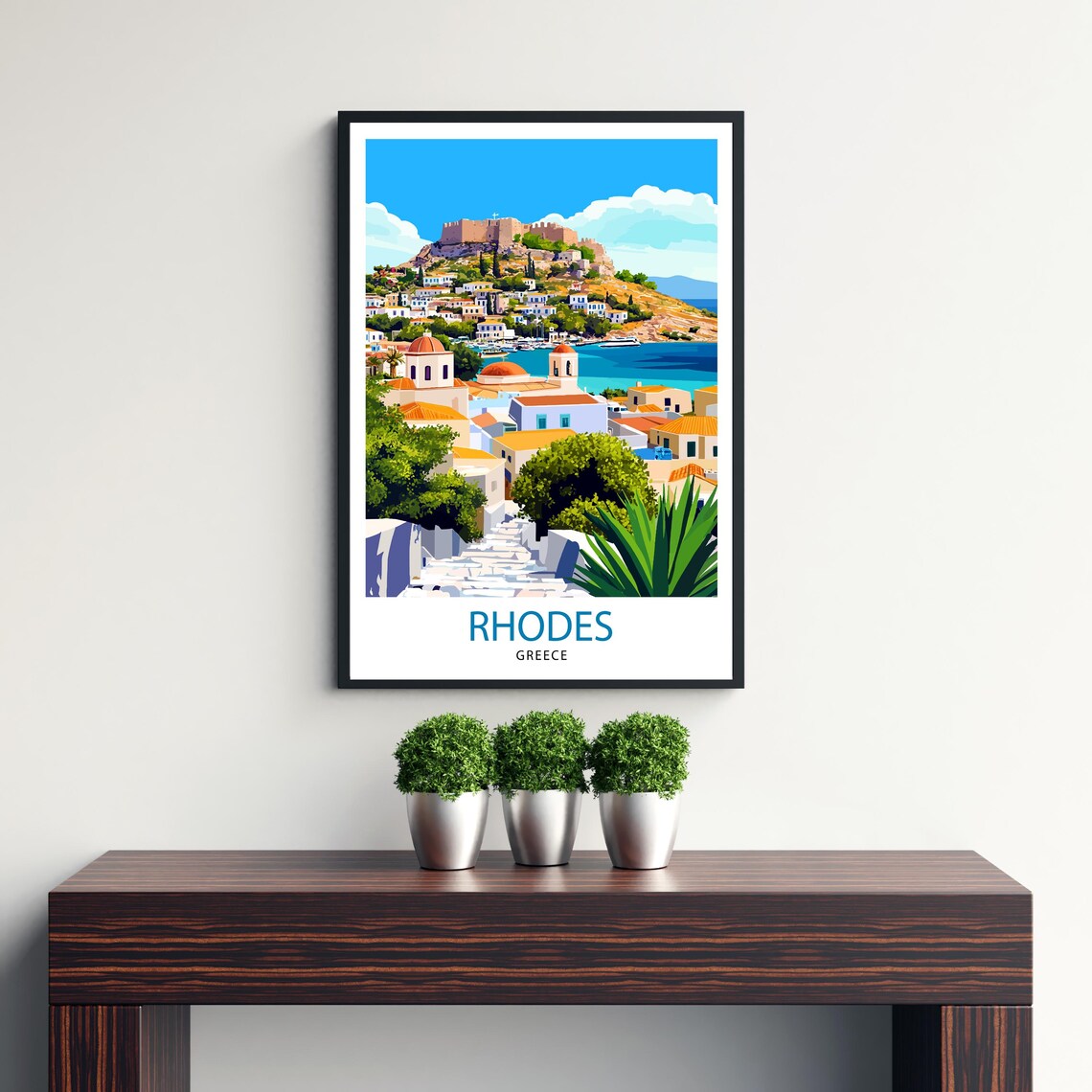 Rhodes Greece Travel Poster, Mediterranean Wall Decor - Image 3