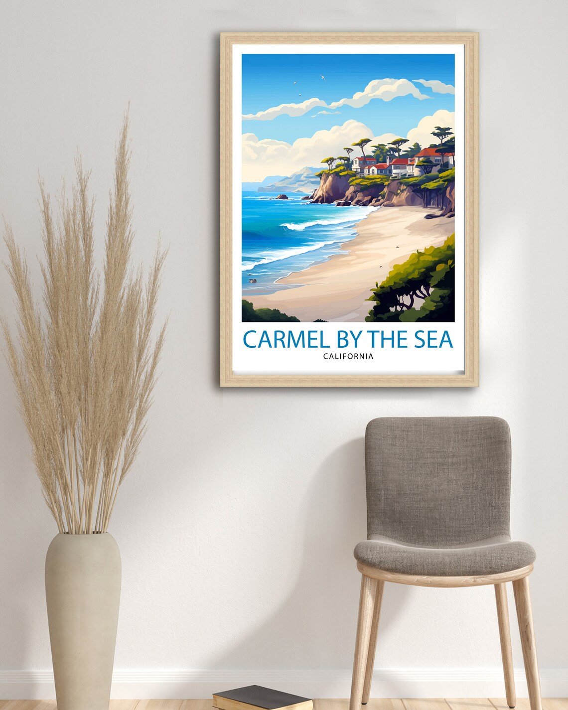 Carmel By The Sea California Cliff Village Coastal Beach Art Poster - Image 3