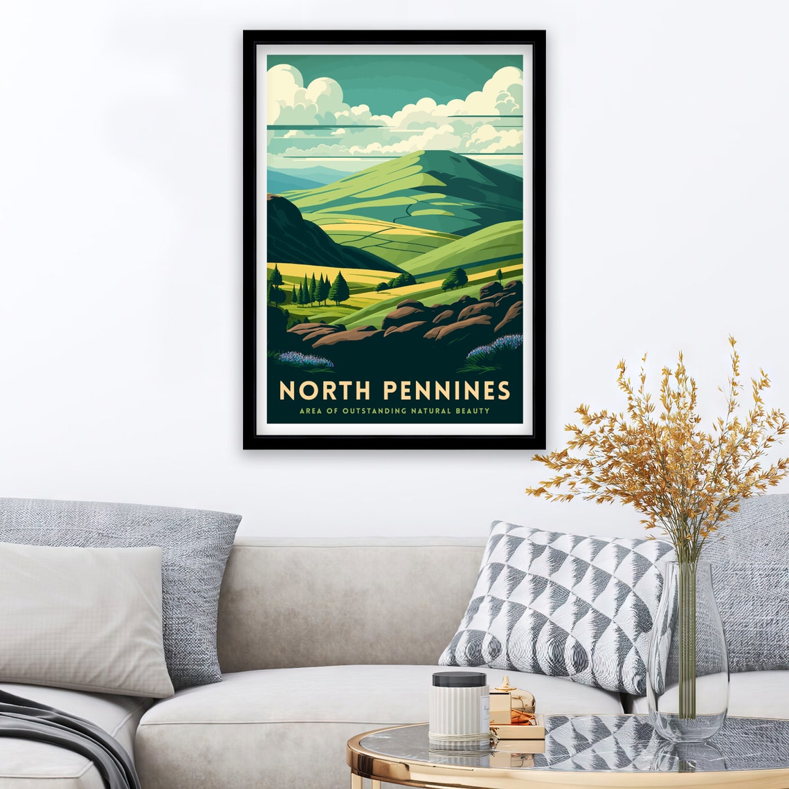 North Pennines England Rolling Fells Meadow Retro Travel Poster - Image 2