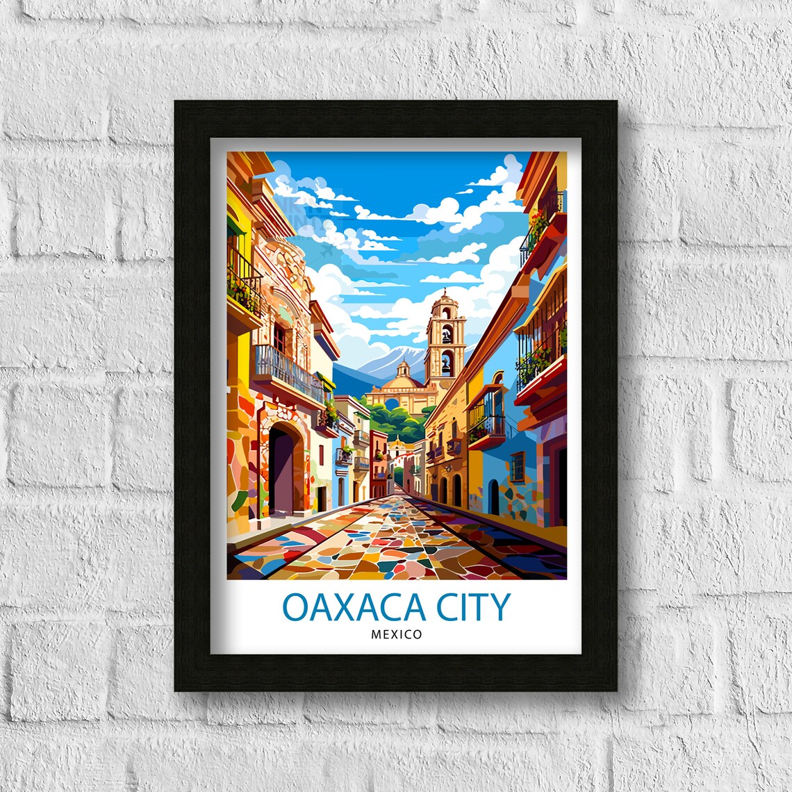 Oaxaca City Mexico Vibrant Colorful Colonial Street Art Print - Image 3