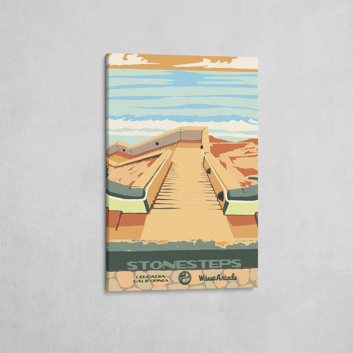Stonesteps Leucadia Ca Print National Parks Vintage Style Surf Art Framedunframed Coastal Print - Image 2