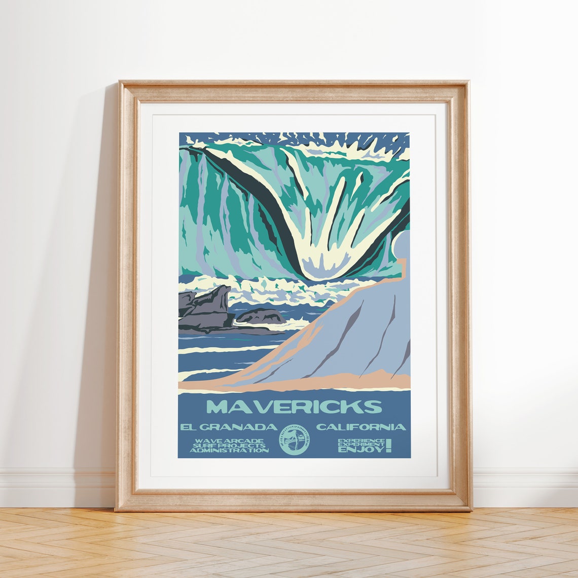 Mavericks Surf Spot El Granada California Giant Barrel Wave Poster