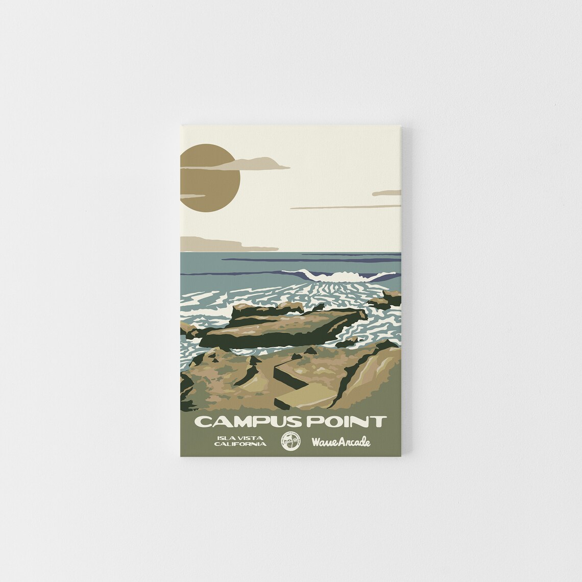 Campus Point Isla Vista Ca Print National Parks Vintage Style Surf Art Framedunframed Coastal Print