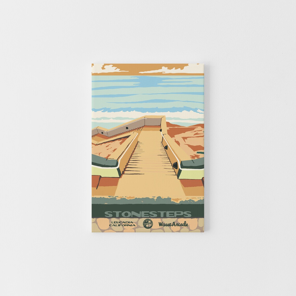 Stonesteps Leucadia Ca Print National Parks Vintage Style Surf Art Framedunframed Coastal Print